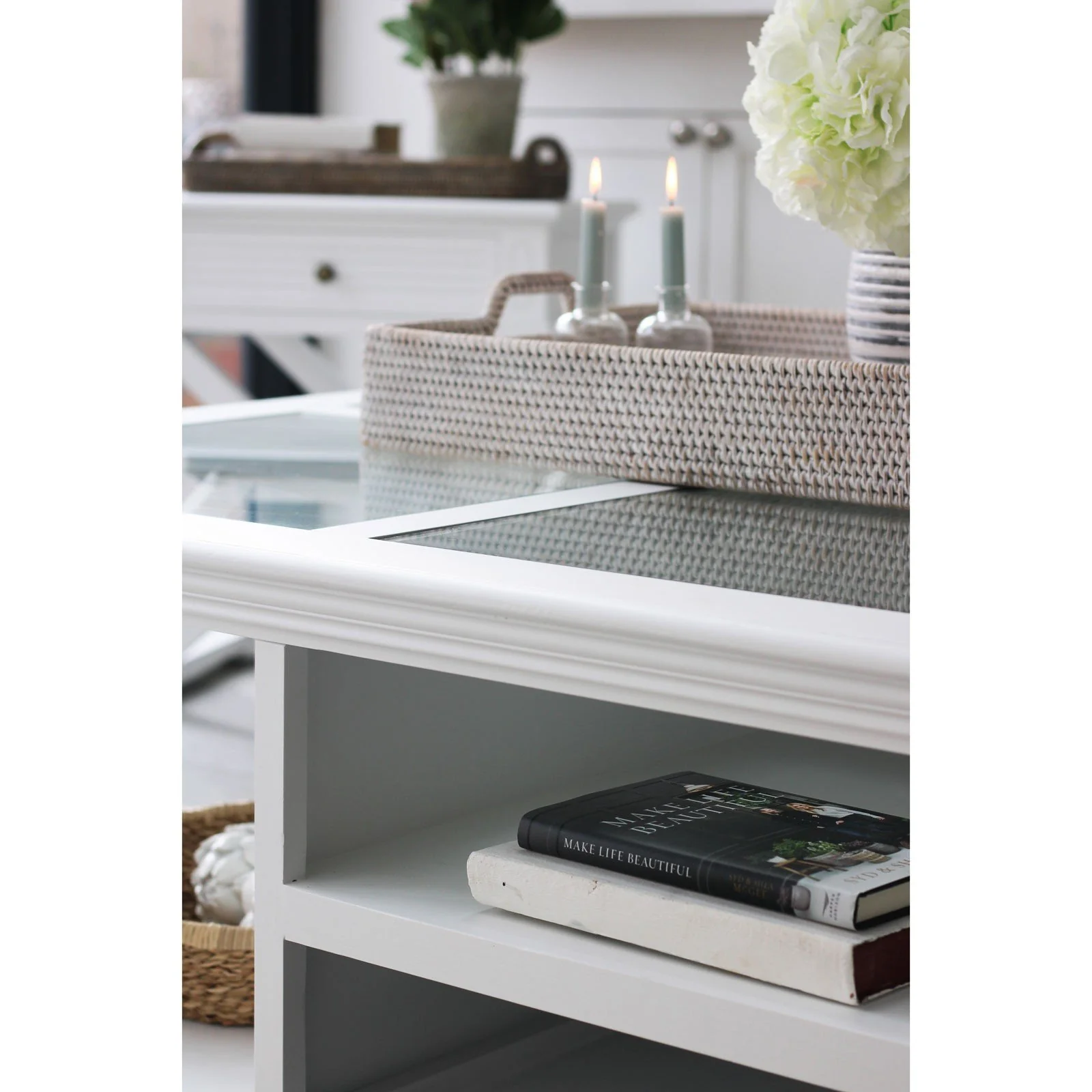 Hamptons Coastal Large Glass Coffee Table - Image 6