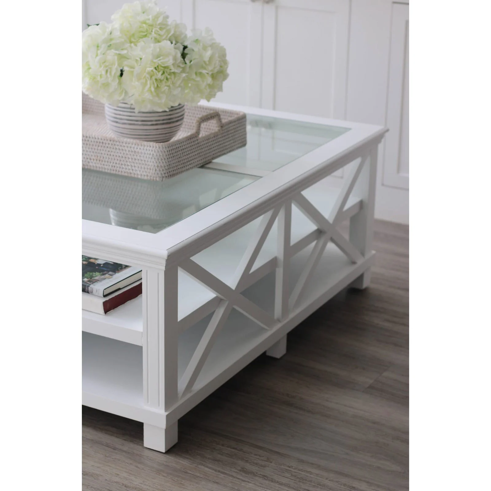 Hamptons Coastal Large Glass Coffee Table - Image 8