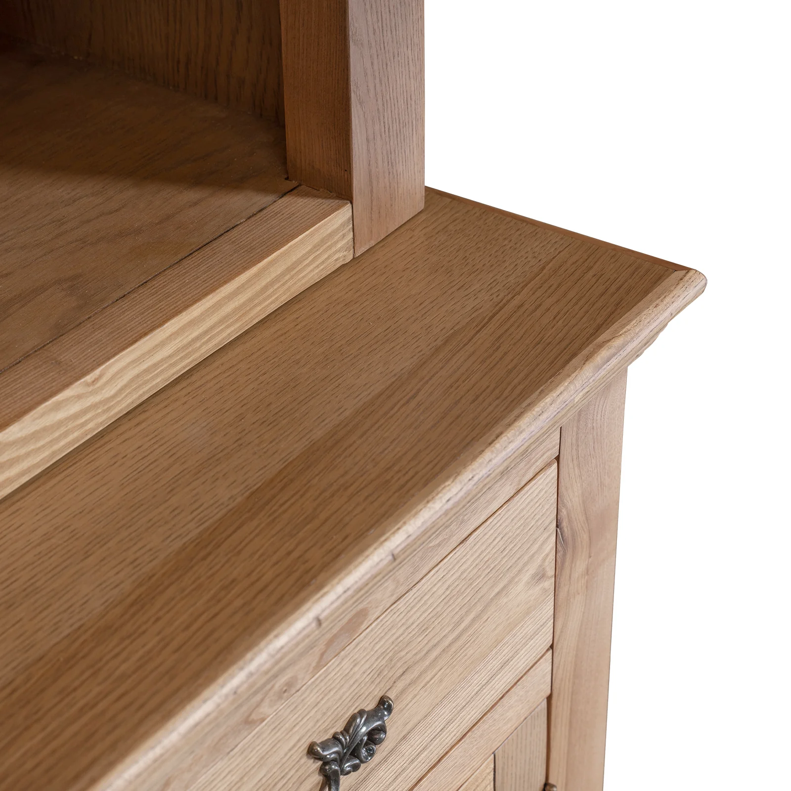 Hamptons Coastal Natural Ash Open Double Buffet and Hutch Bookcase with Ladder - Image 10