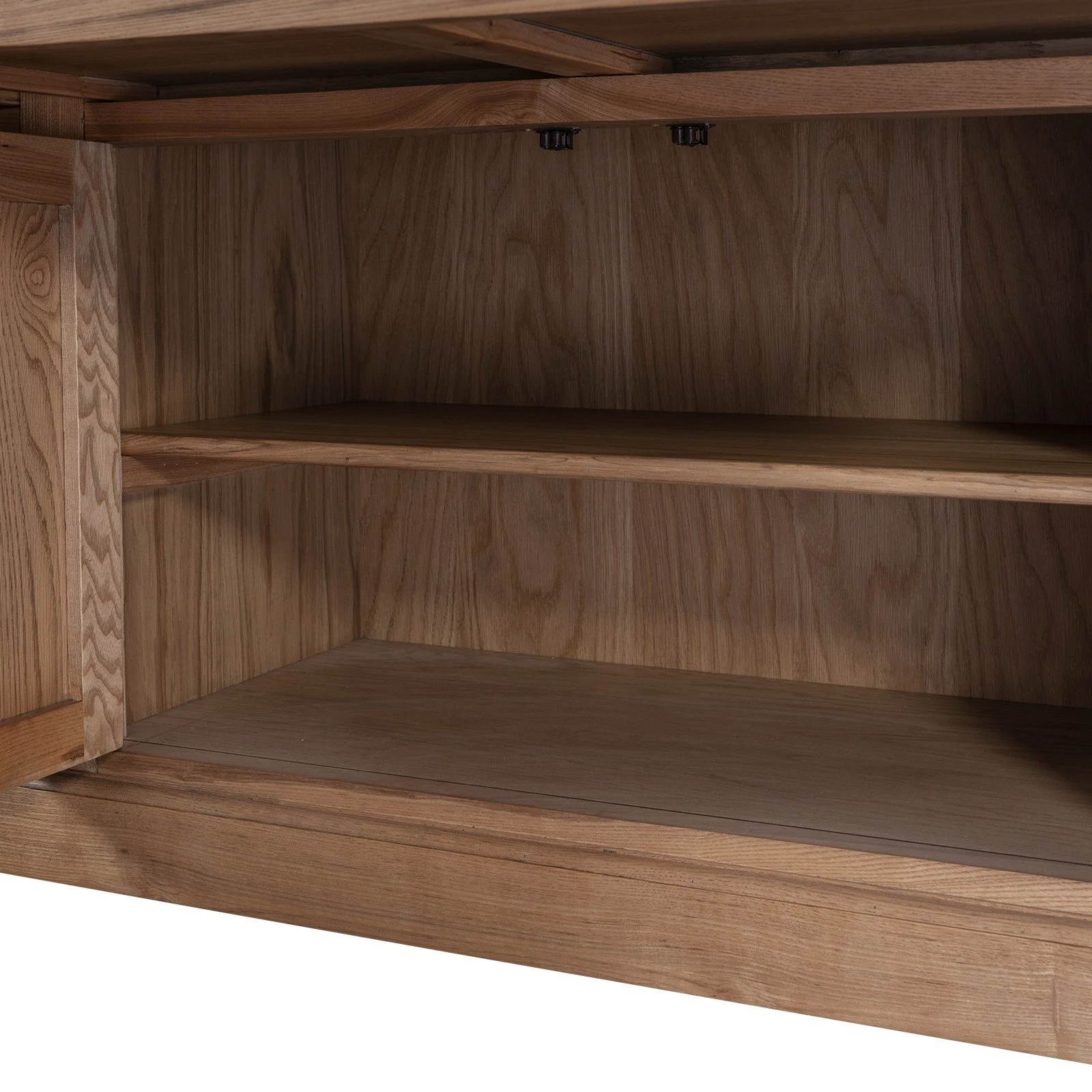 Hamptons Coastal Natural Ash Open Double Buffet and Hutch Bookcase with Ladder - Image 15