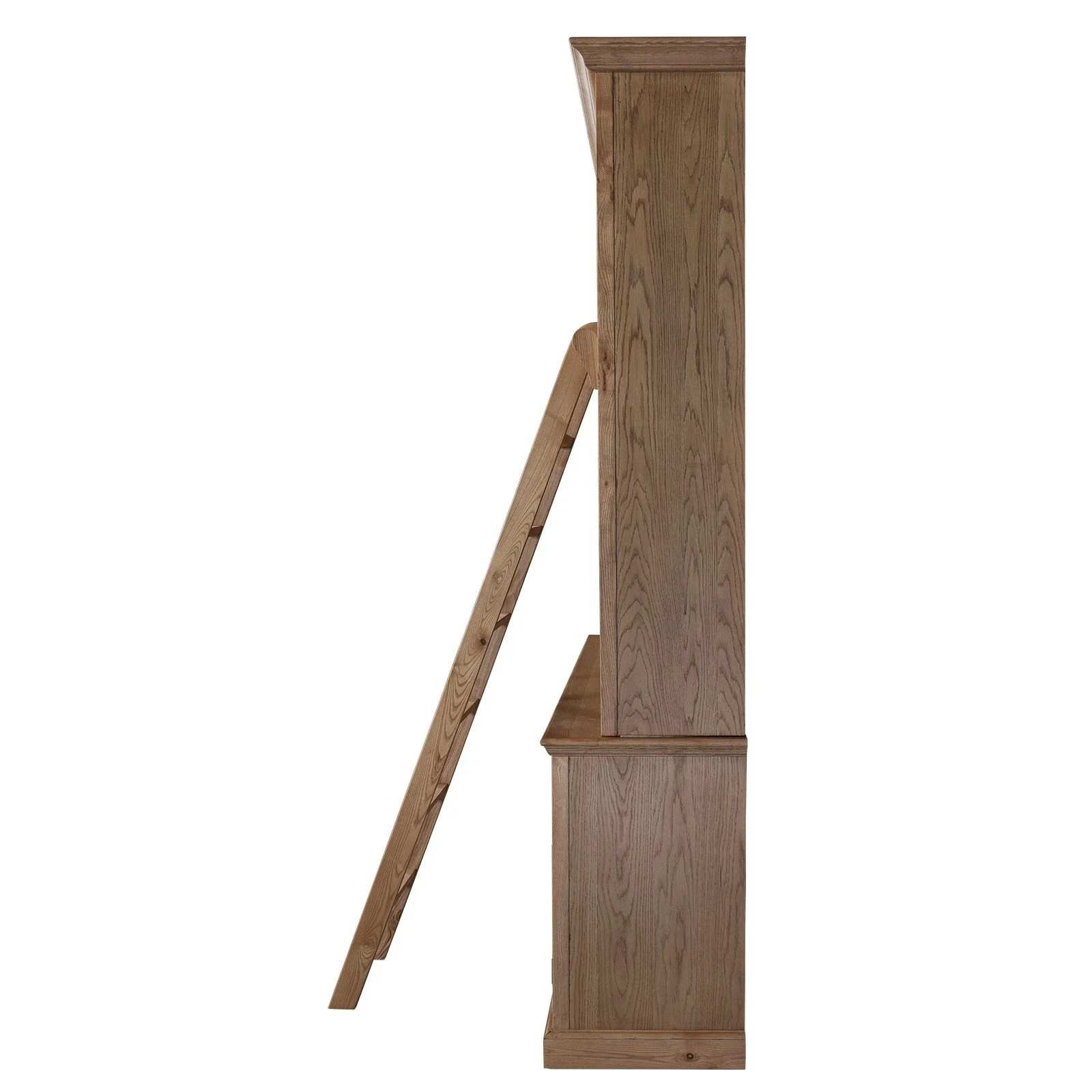 Hamptons Coastal Natural Ash Open Double Buffet and Hutch Bookcase with Ladder - Image 6