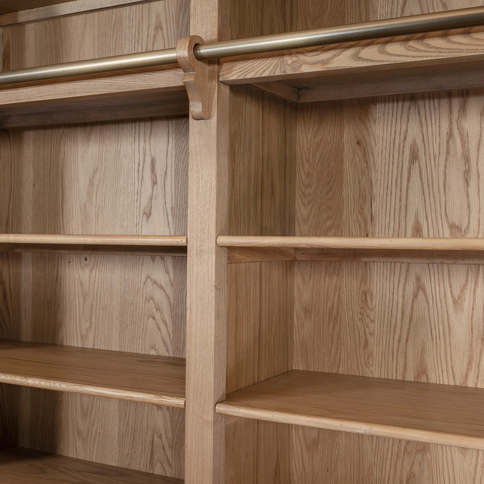 Hamptons Coastal Natural Ash Open Double Buffet and Hutch Bookcase with Ladder - Image 9