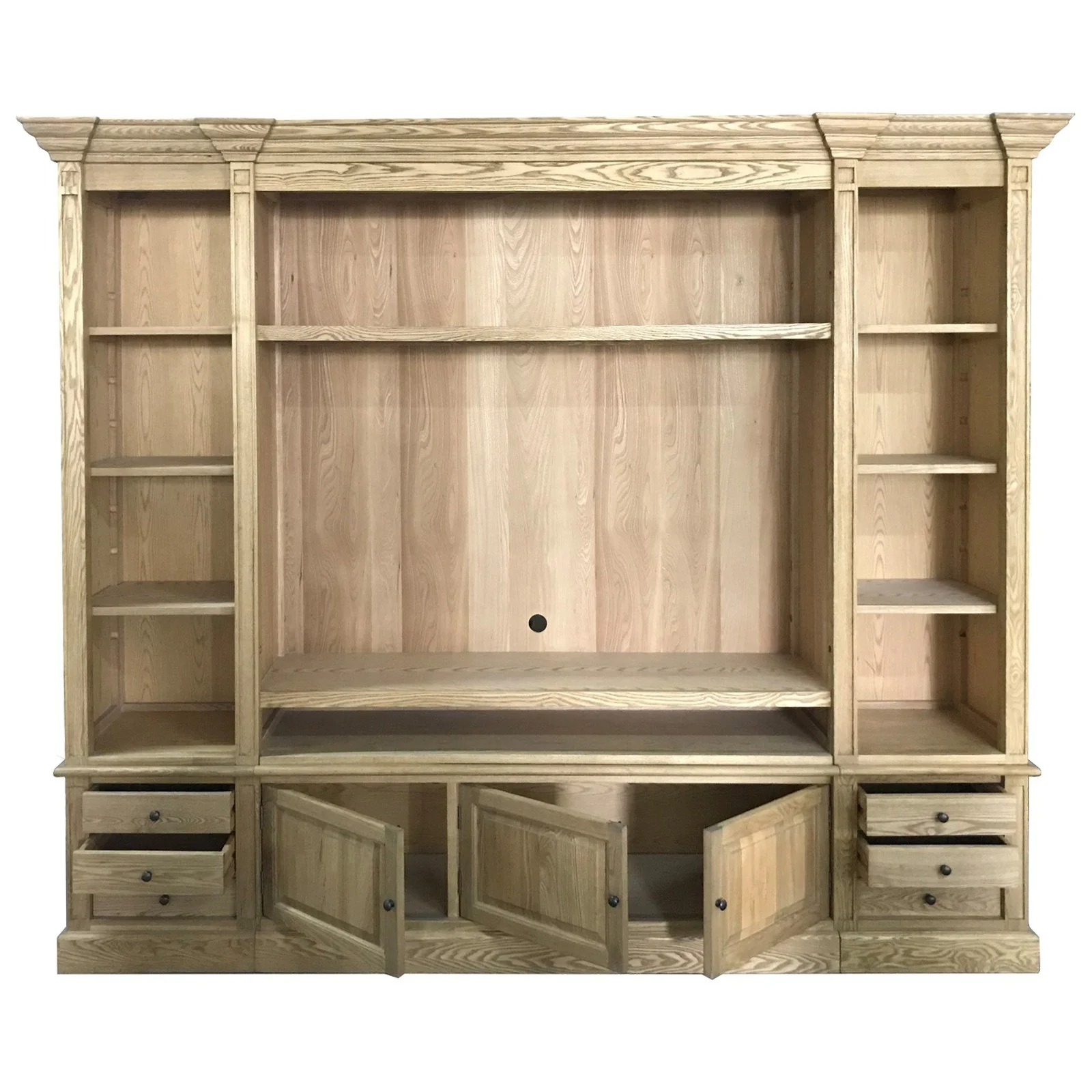 Hamptons Coastal Natural TV Entertainment Wall Unit Cabinet - Image 3
