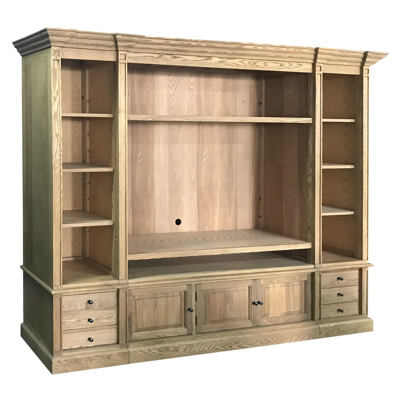 Hamptons Coastal Natural TV Entertainment Wall Unit Cabinet - Image 4