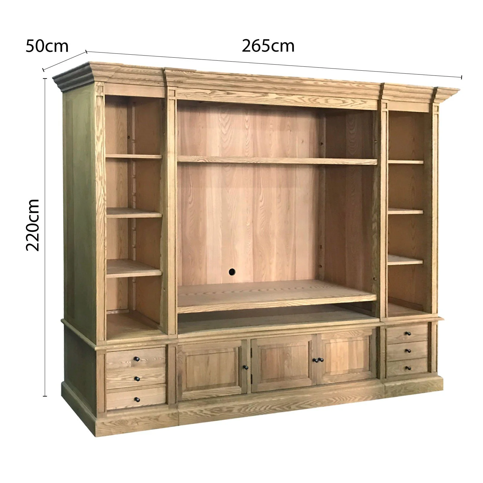 Hamptons Coastal Natural TV Entertainment Wall Unit Cabinet - Image 9
