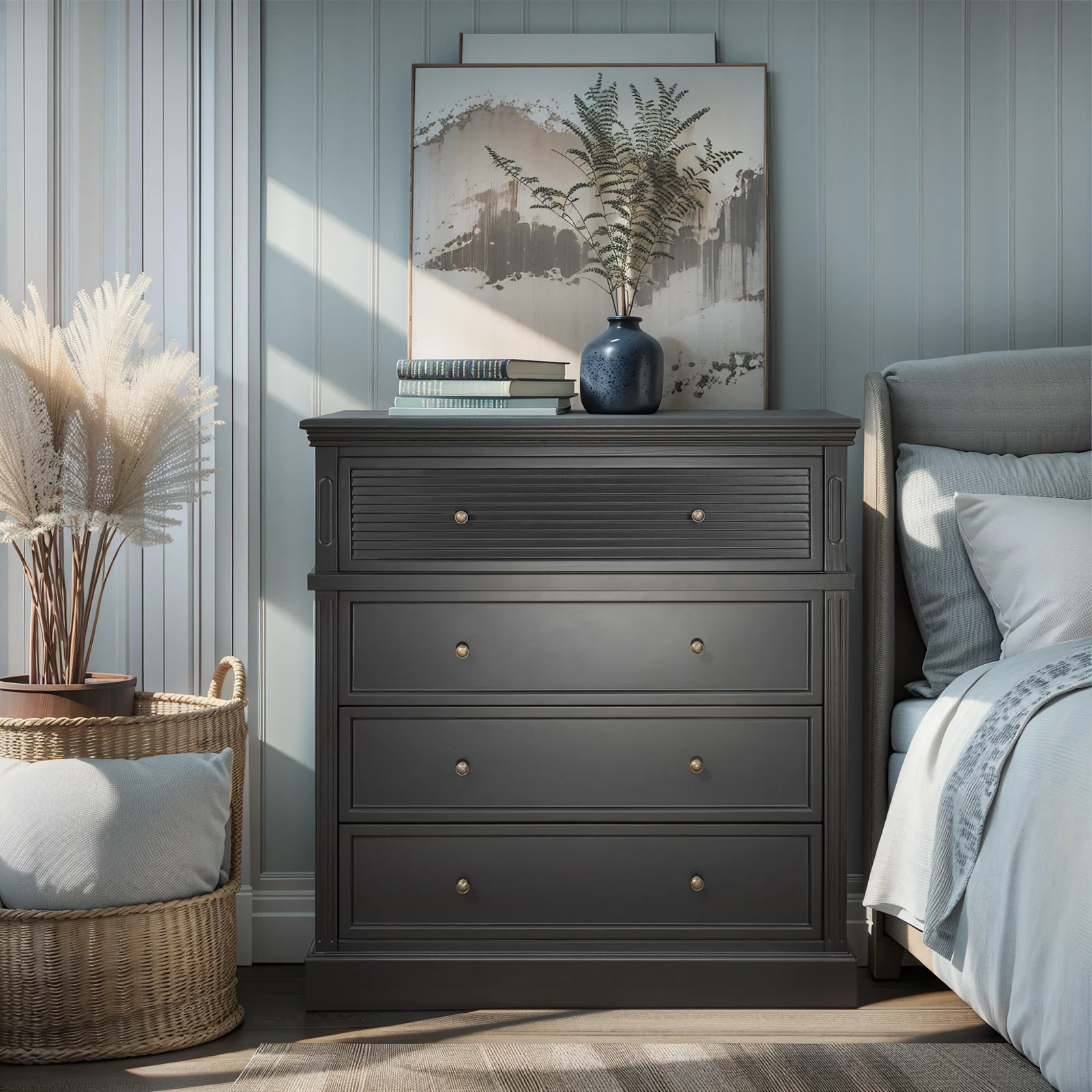 Hamptons Coastal Seaside 4 Drawer Chest Tallboy Cabinet - Image 14