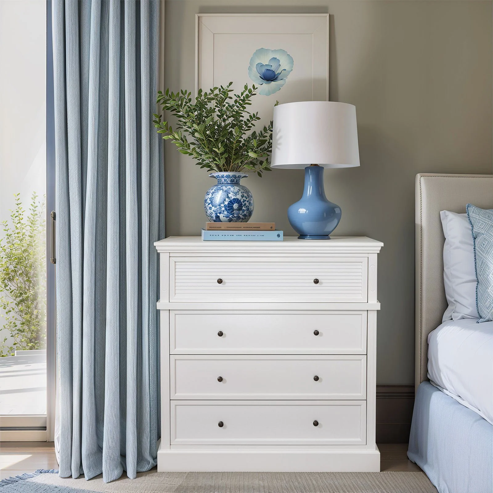 Hamptons Coastal Seaside 4 Drawer Chest Tallboy Cabinet - Image 3