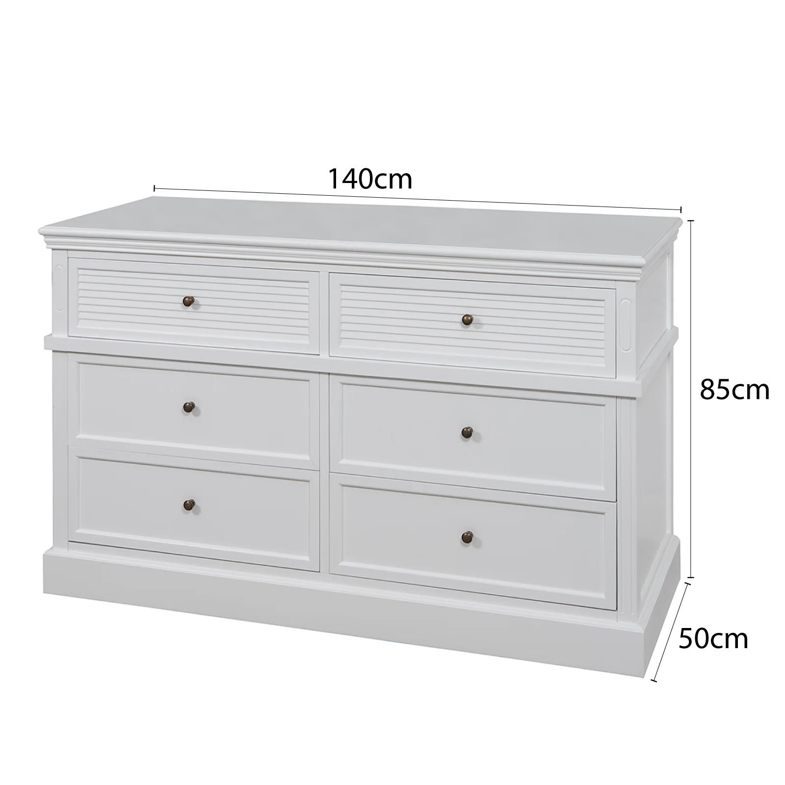 Hamptons Coastal Seaside 6 Drawer Chest Tallboy Cabinet - Image 13