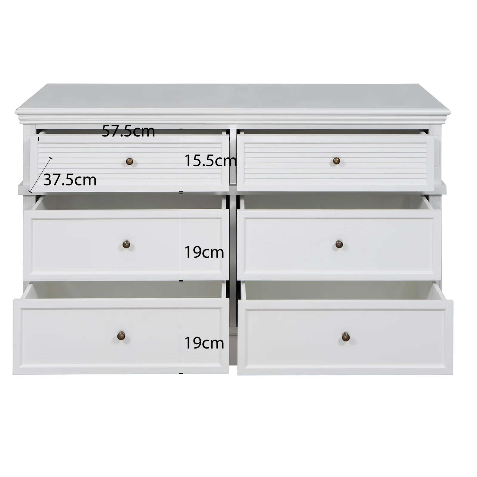 Hamptons Coastal Seaside 6 Drawer Chest Tallboy Cabinet - Image 14