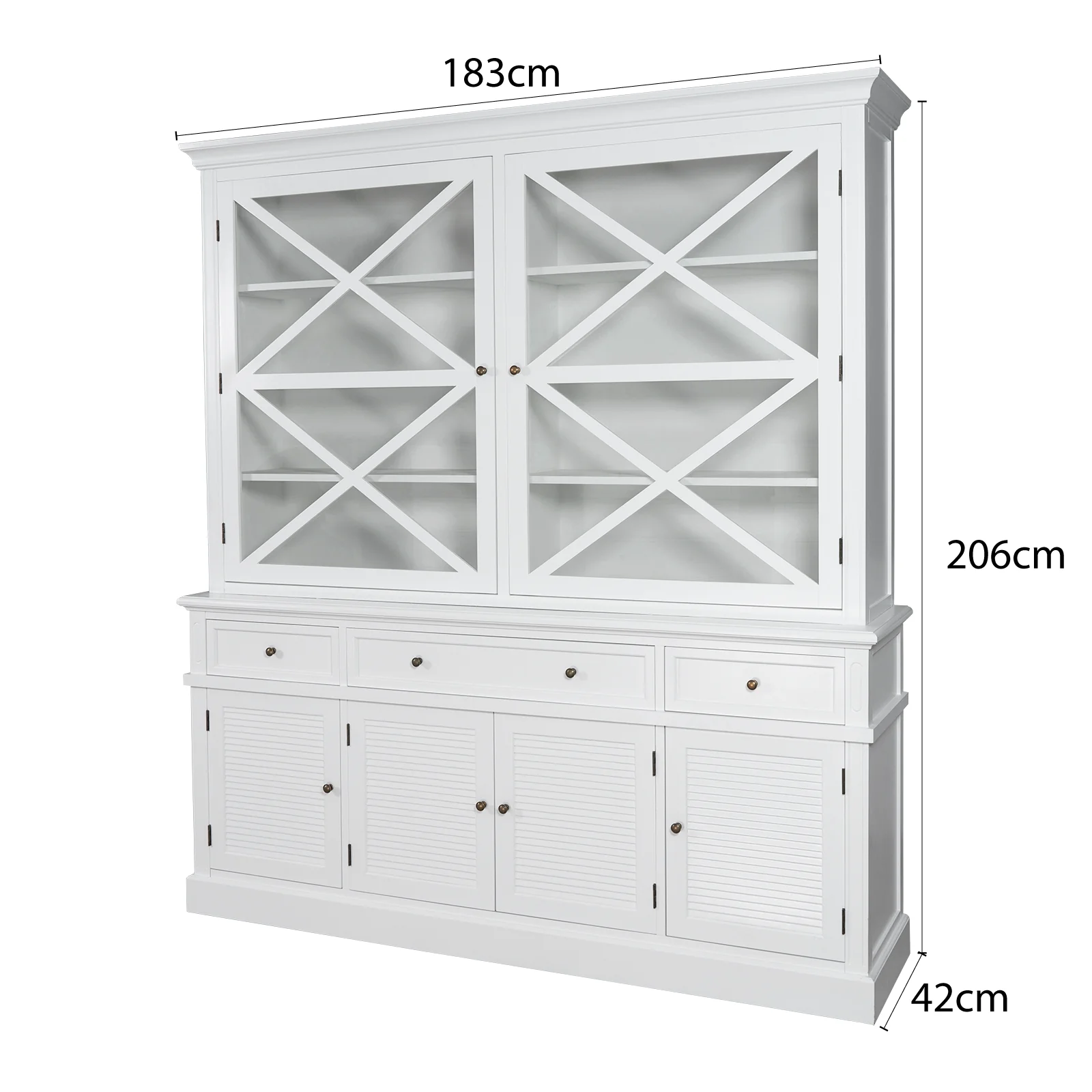 Hamptons Coastal Seaside Glass Hutch Cabinet and Buffet - Image 13