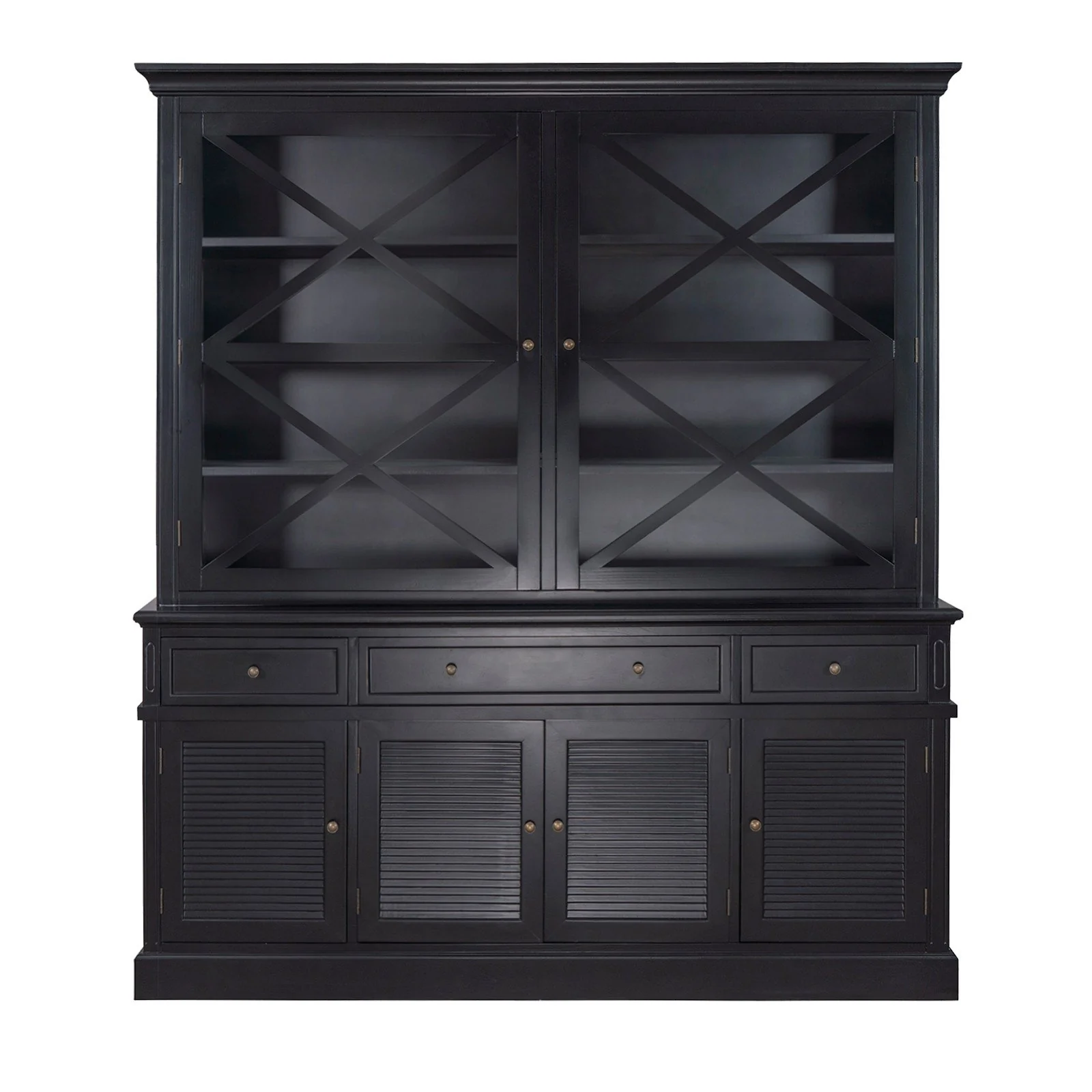 Hamptons Coastal Seaside Glass Hutch Cabinet and Buffet - Image 15
