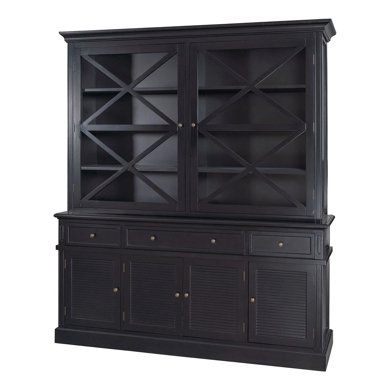 Hamptons Coastal Seaside Glass Hutch Cabinet and Buffet - Image 17