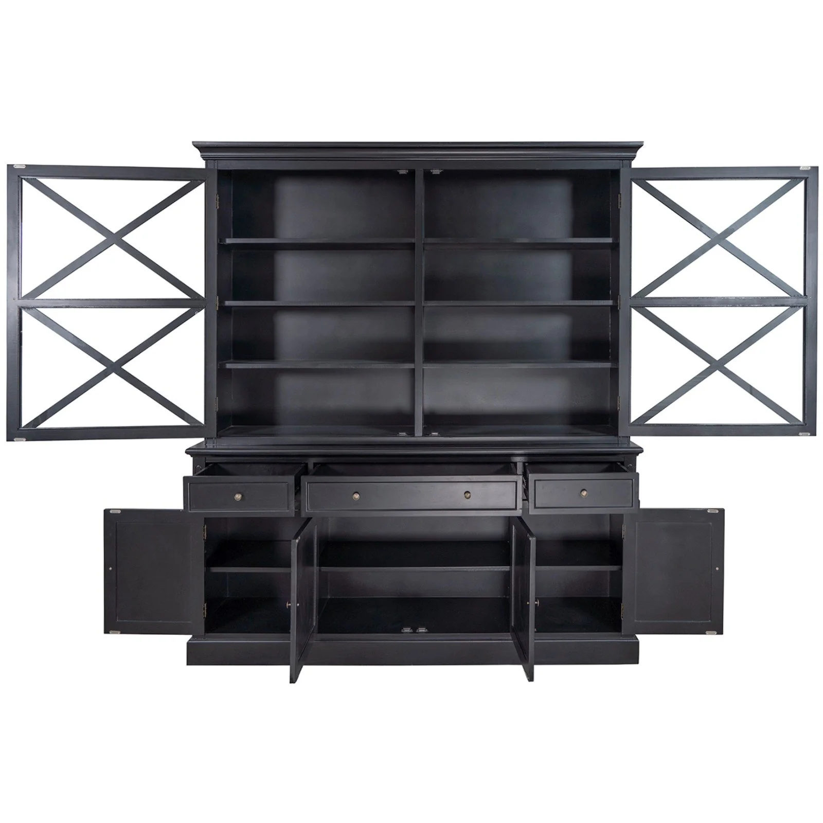Hamptons Coastal Seaside Glass Hutch Cabinet and Buffet - Image 18