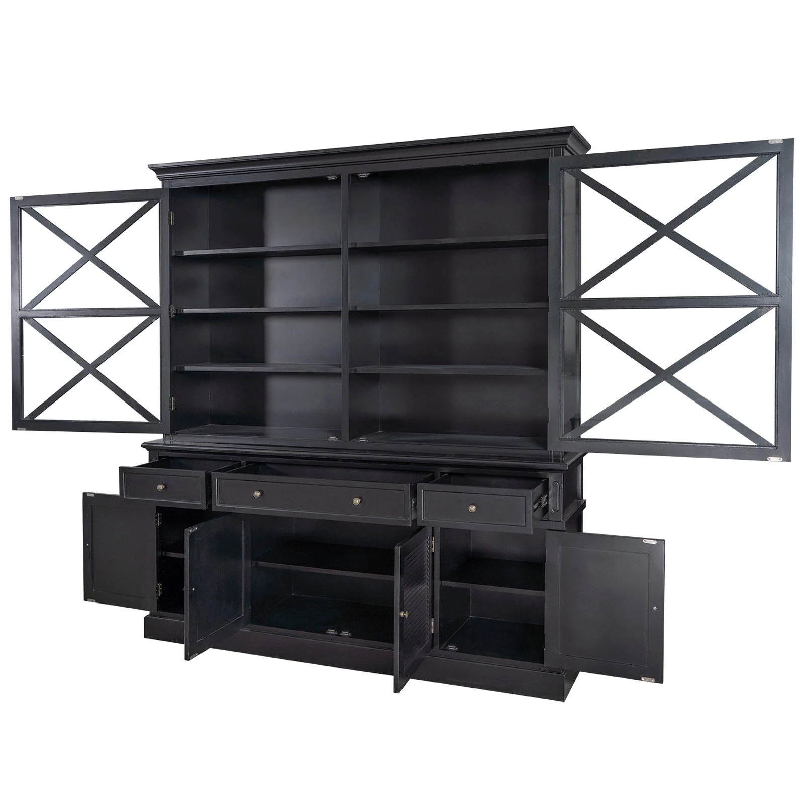 Hamptons Coastal Seaside Glass Hutch Cabinet and Buffet - Image 19