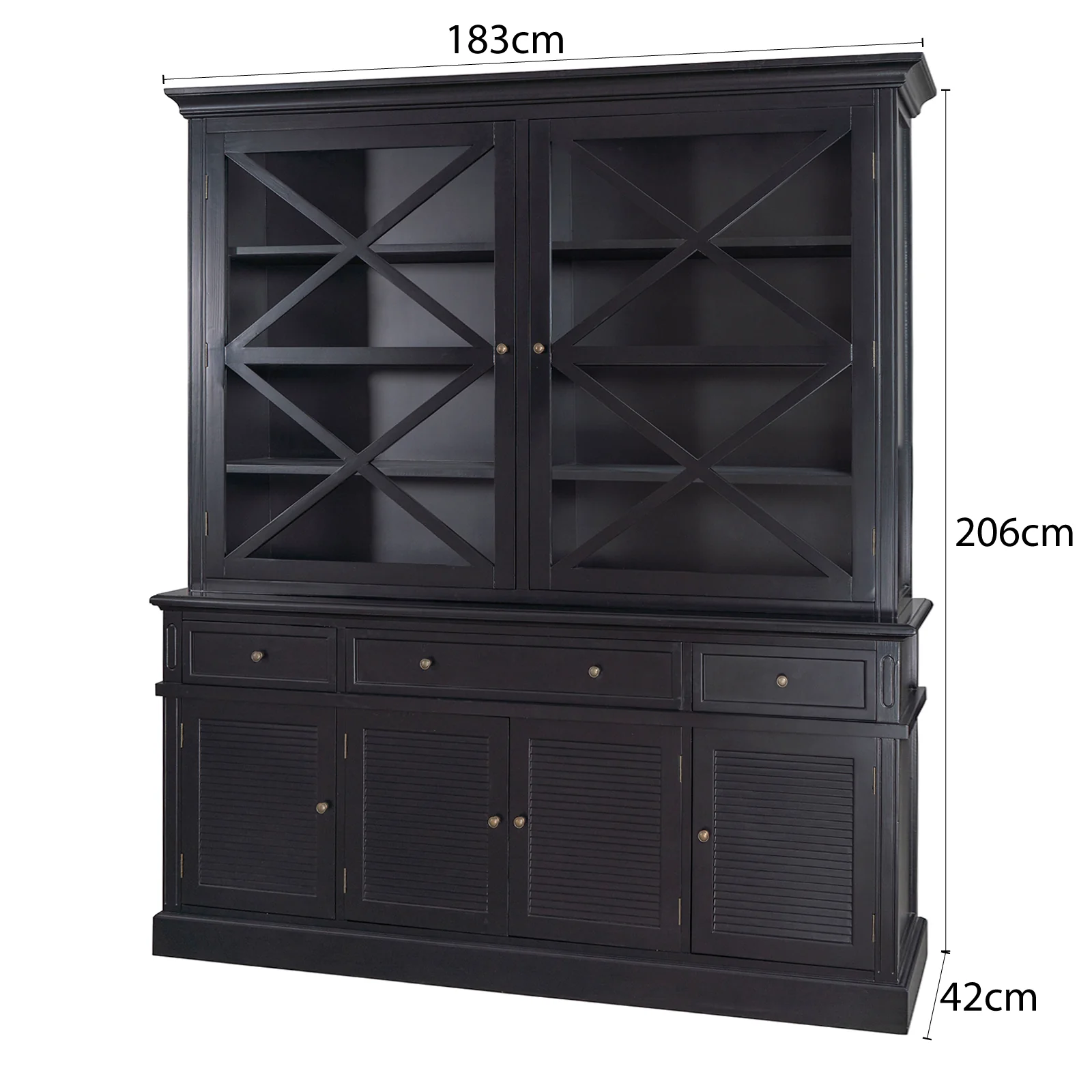 Hamptons Coastal Seaside Glass Hutch Cabinet and Buffet - Image 26