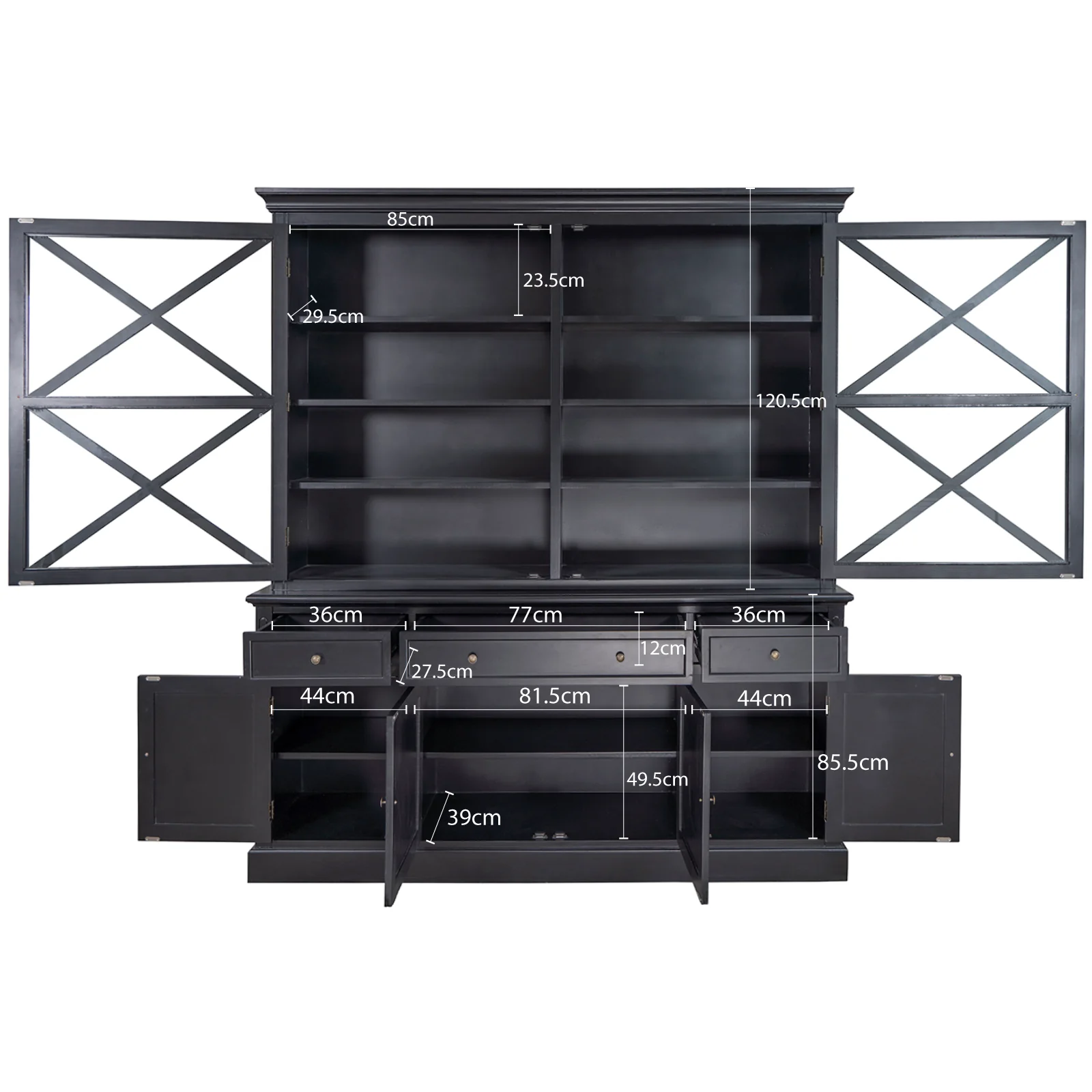 Hamptons Coastal Seaside Glass Hutch Cabinet and Buffet - Image 27
