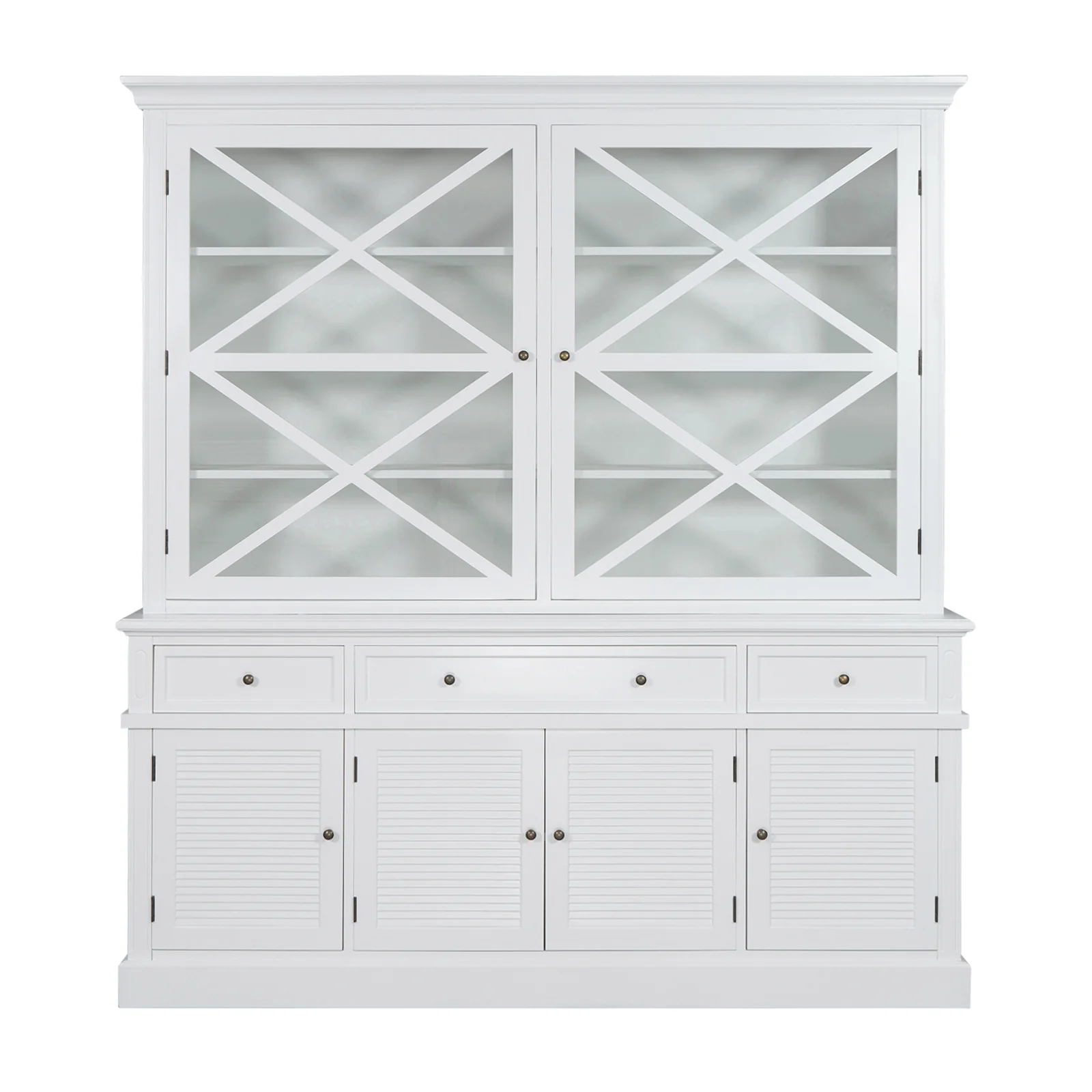 Hamptons Coastal Seaside Glass Hutch Cabinet and Buffet - Image 3