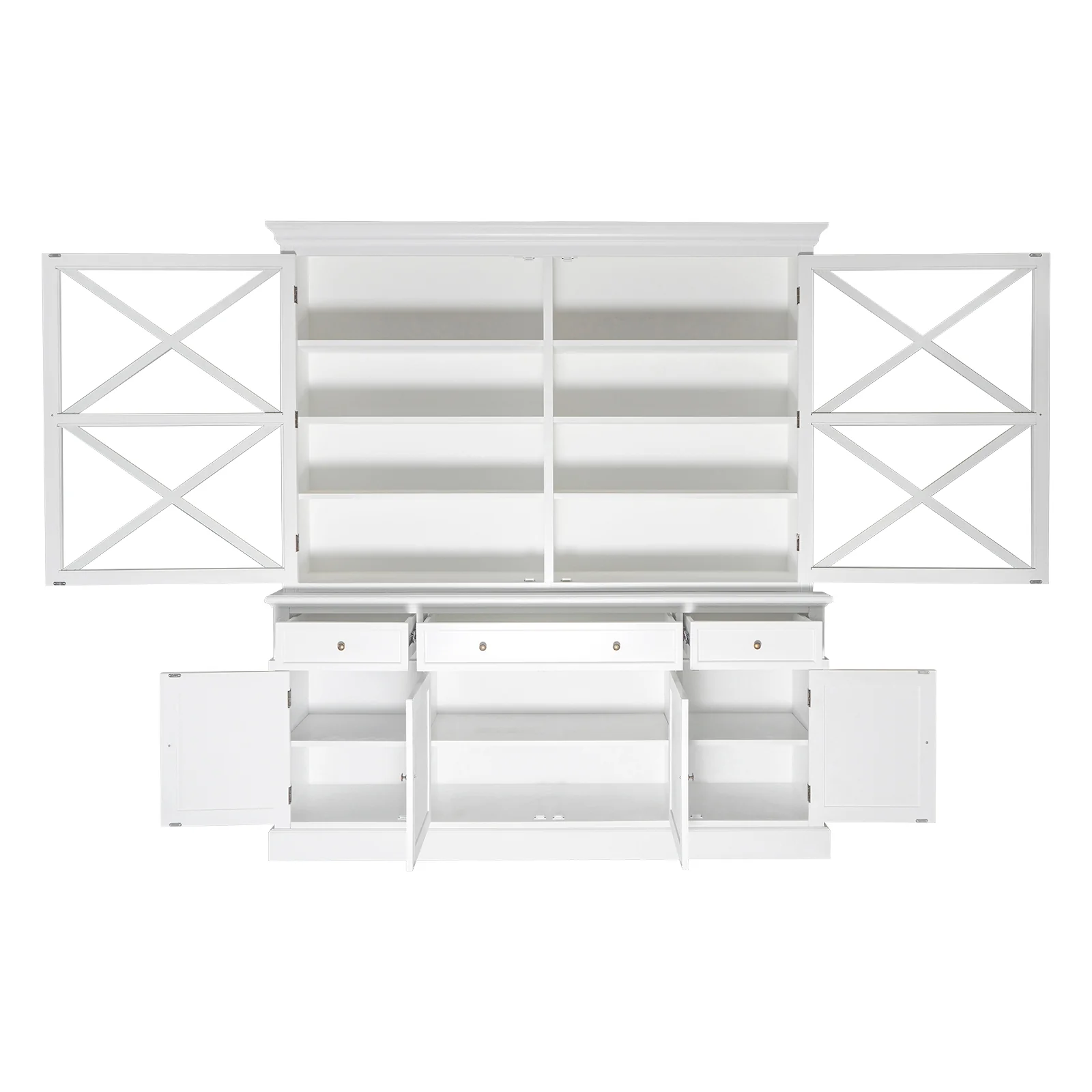 Hamptons Coastal Seaside Glass Hutch Cabinet and Buffet - Image 4
