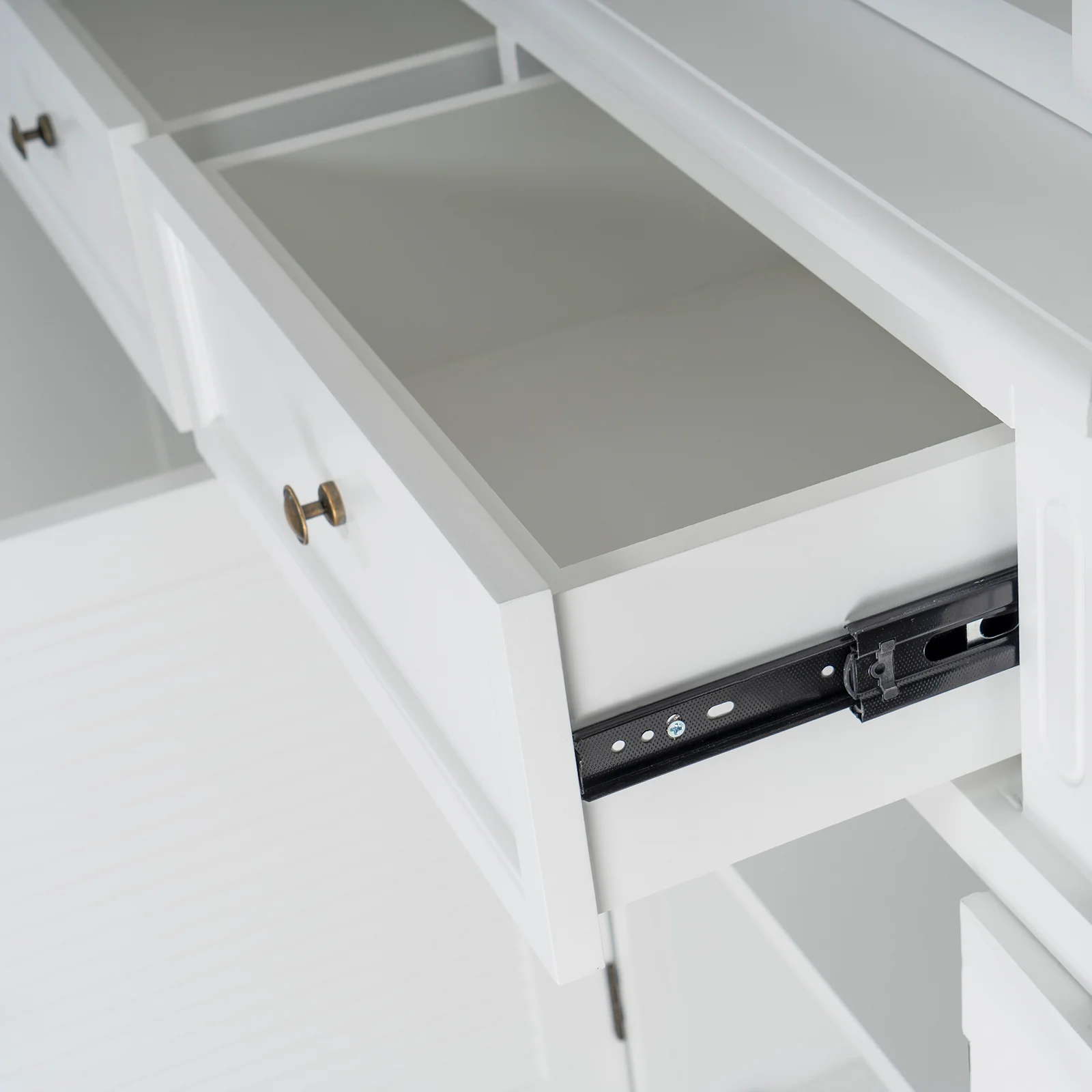 Hamptons Coastal Seaside Glass Hutch Cabinet and Buffet - Image 8