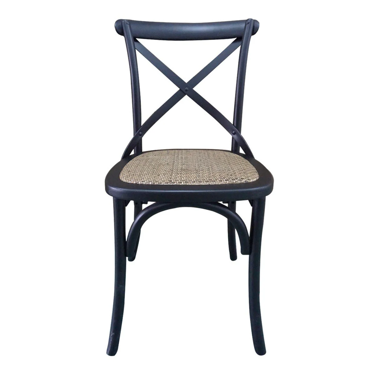 Hamptons Coastal Birch American Oak Rattan Seat Cross Back Dining Chairs - Image 3