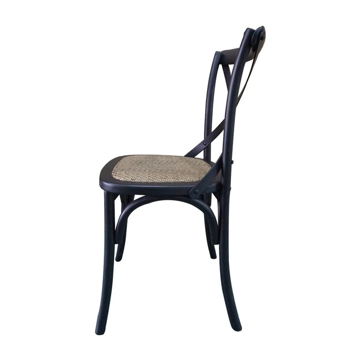 Hamptons Coastal Birch American Oak Rattan Seat Cross Back Dining Chairs - Image 4
