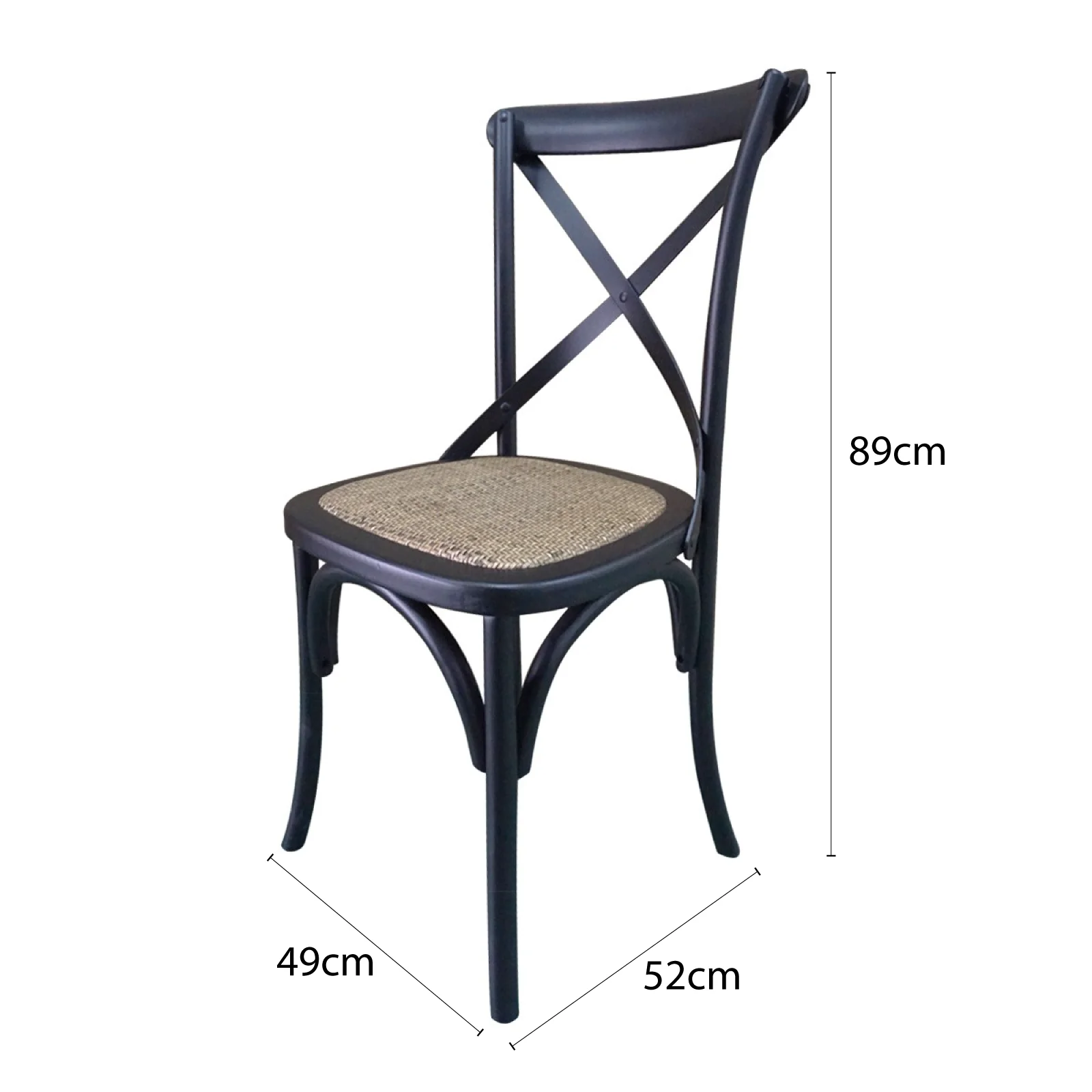 Hamptons Coastal Birch American Oak Rattan Seat Cross Back Dining Chairs - Image 6
