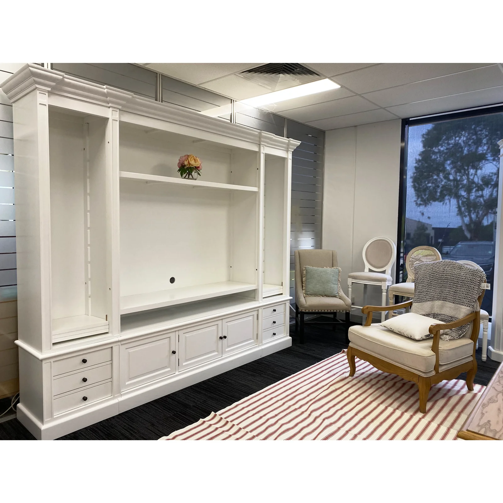 Hamptons Coastal White Entertainment Unit Cabinet with Optional Solid Hardwood Upgrade - Image 3