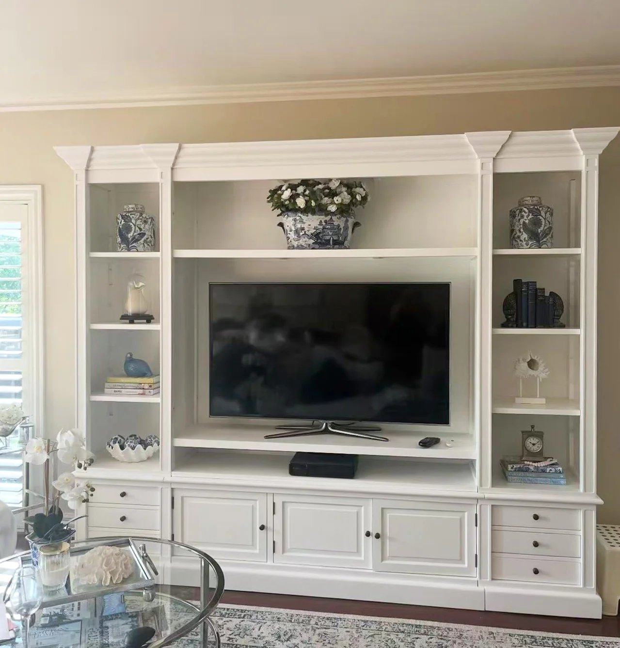 Hamptons Coastal White Entertainment Unit Cabinet with Optional Solid Hardwood Upgrade - Image 4
