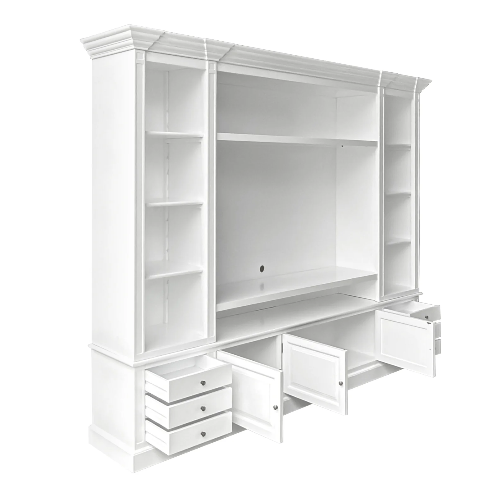 Hamptons Coastal White Entertainment Unit Cabinet with Optional Solid Hardwood Upgrade - Image 8