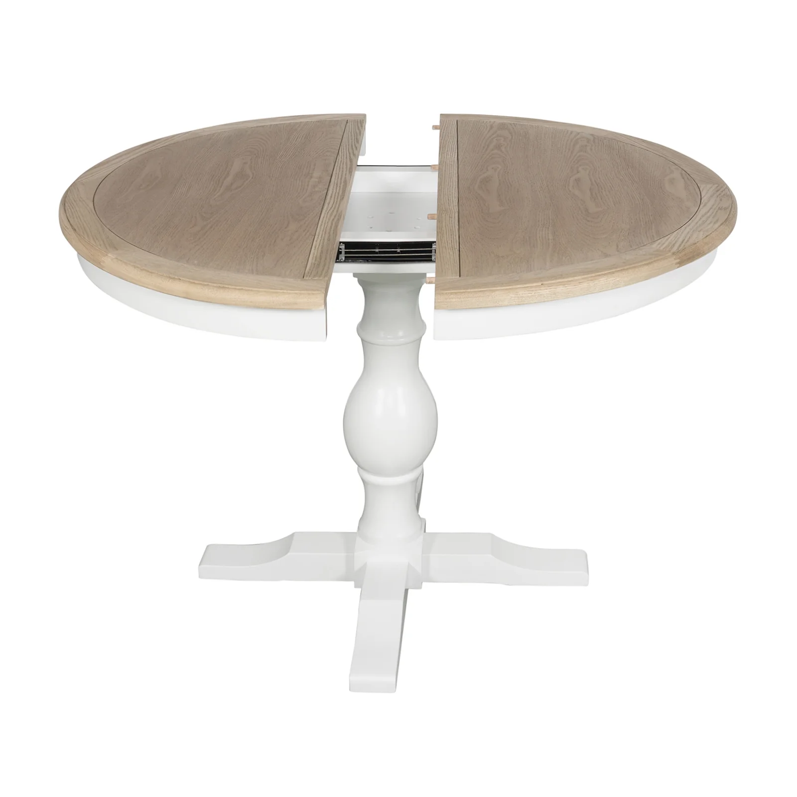 Hamptons/French Provincial Extendable Pedestal Round 100-150cm Extendable Dining Table - Image 11