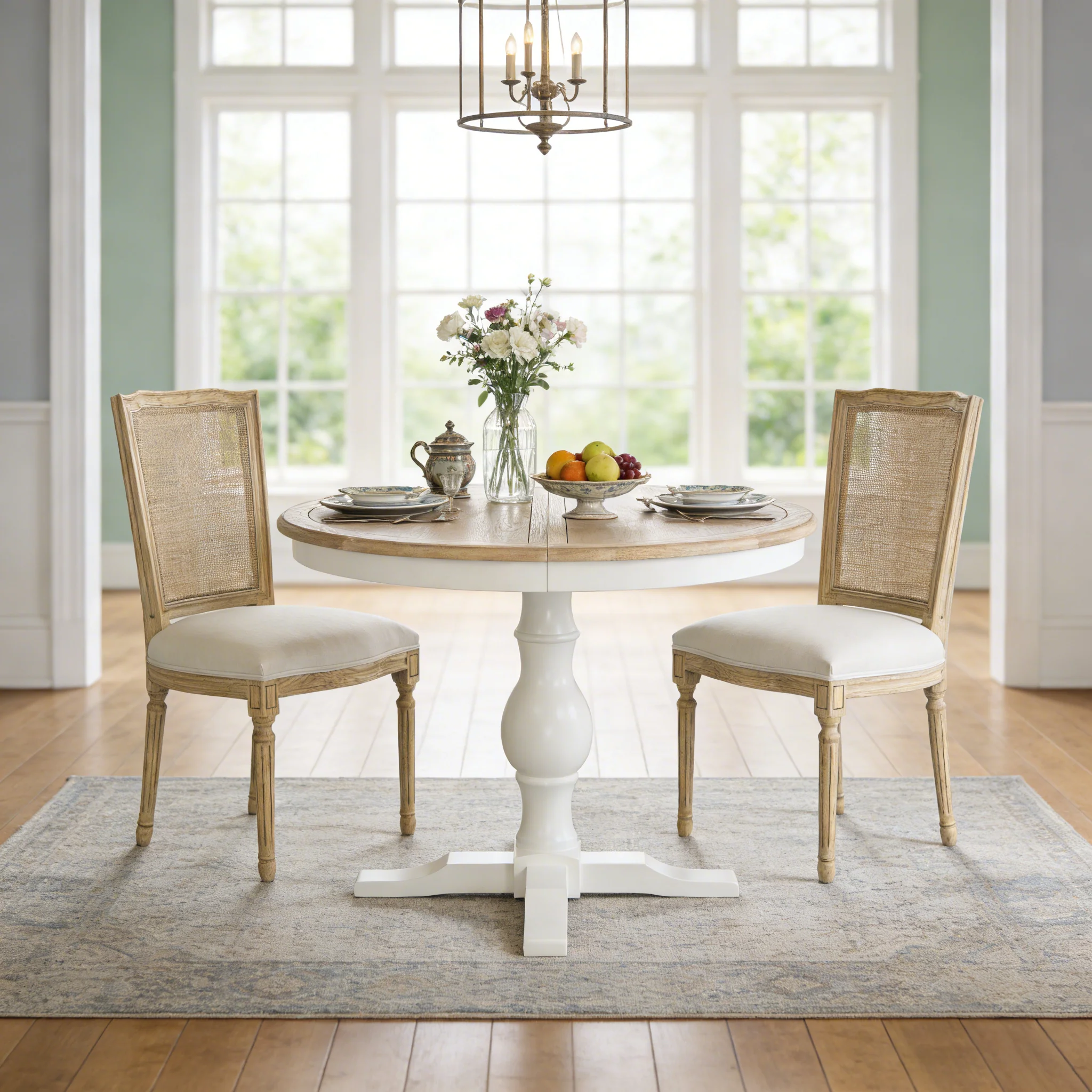 Hamptons/French Provincial Extendable Pedestal Round 100-150cm Extendable Dining Table - Image 6