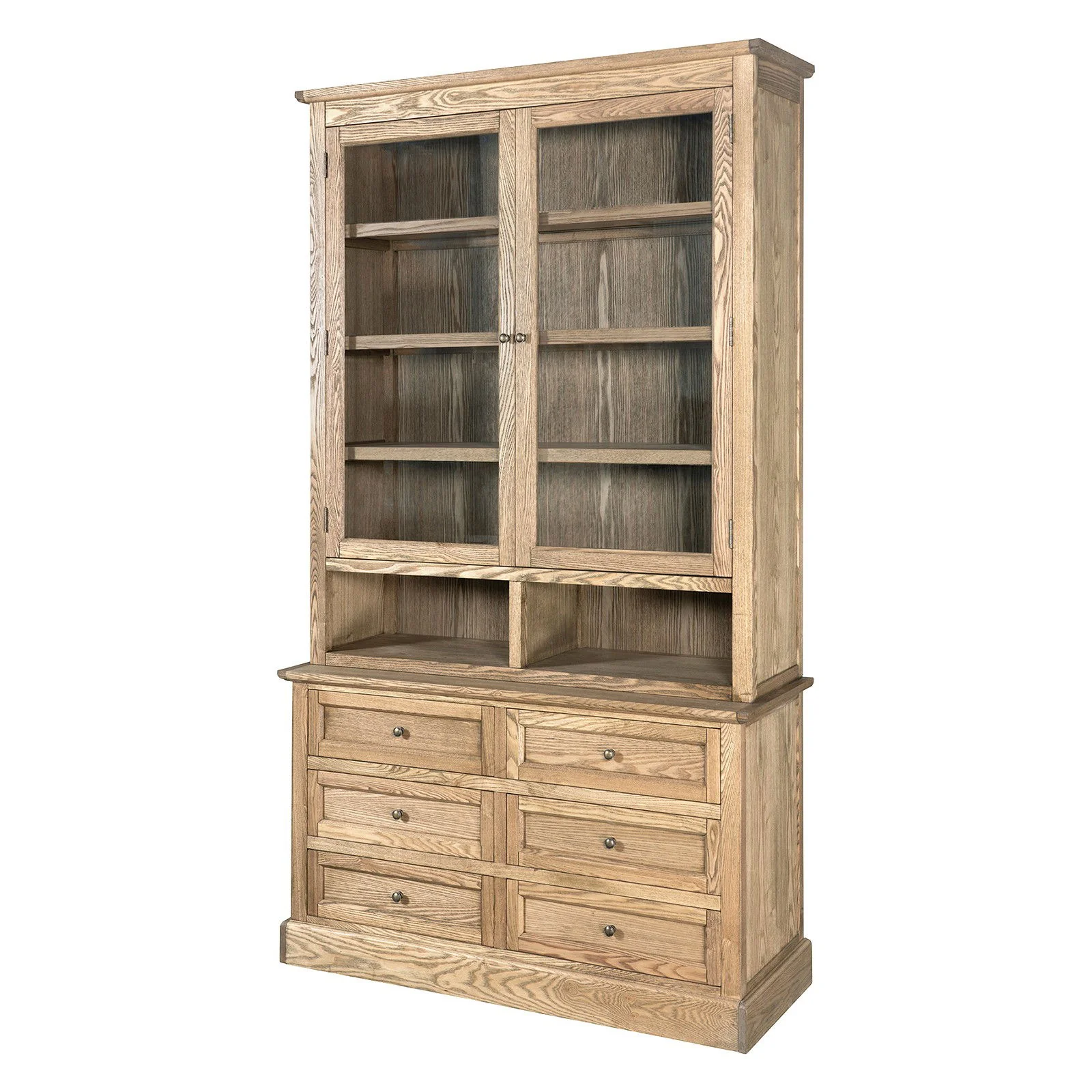 Hamptons Halifax 2 Glass Door 6 Drawer Kitchen Cabinet - Image 24