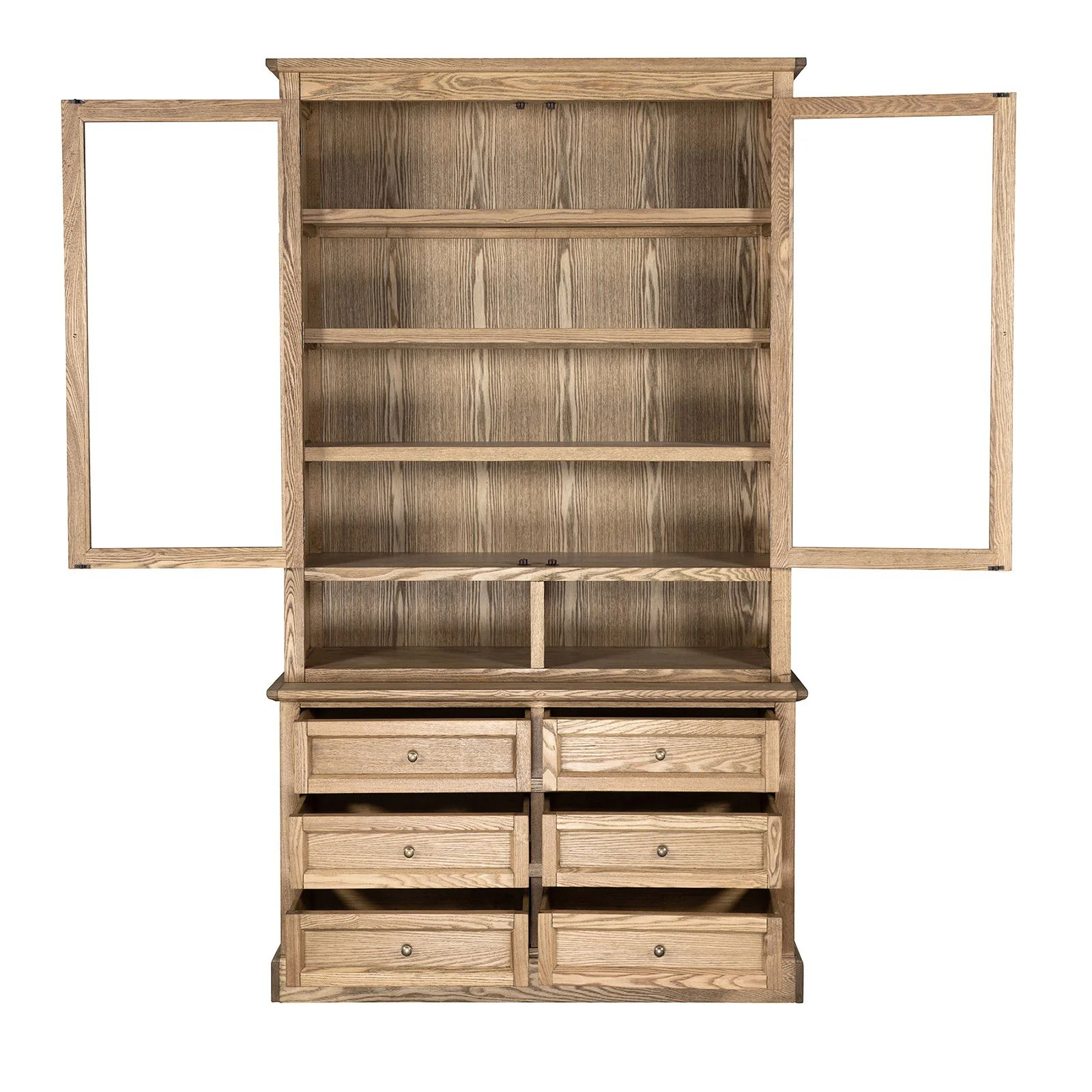 Hamptons Halifax 2 Glass Door 6 Drawer Kitchen Cabinet - Image 25