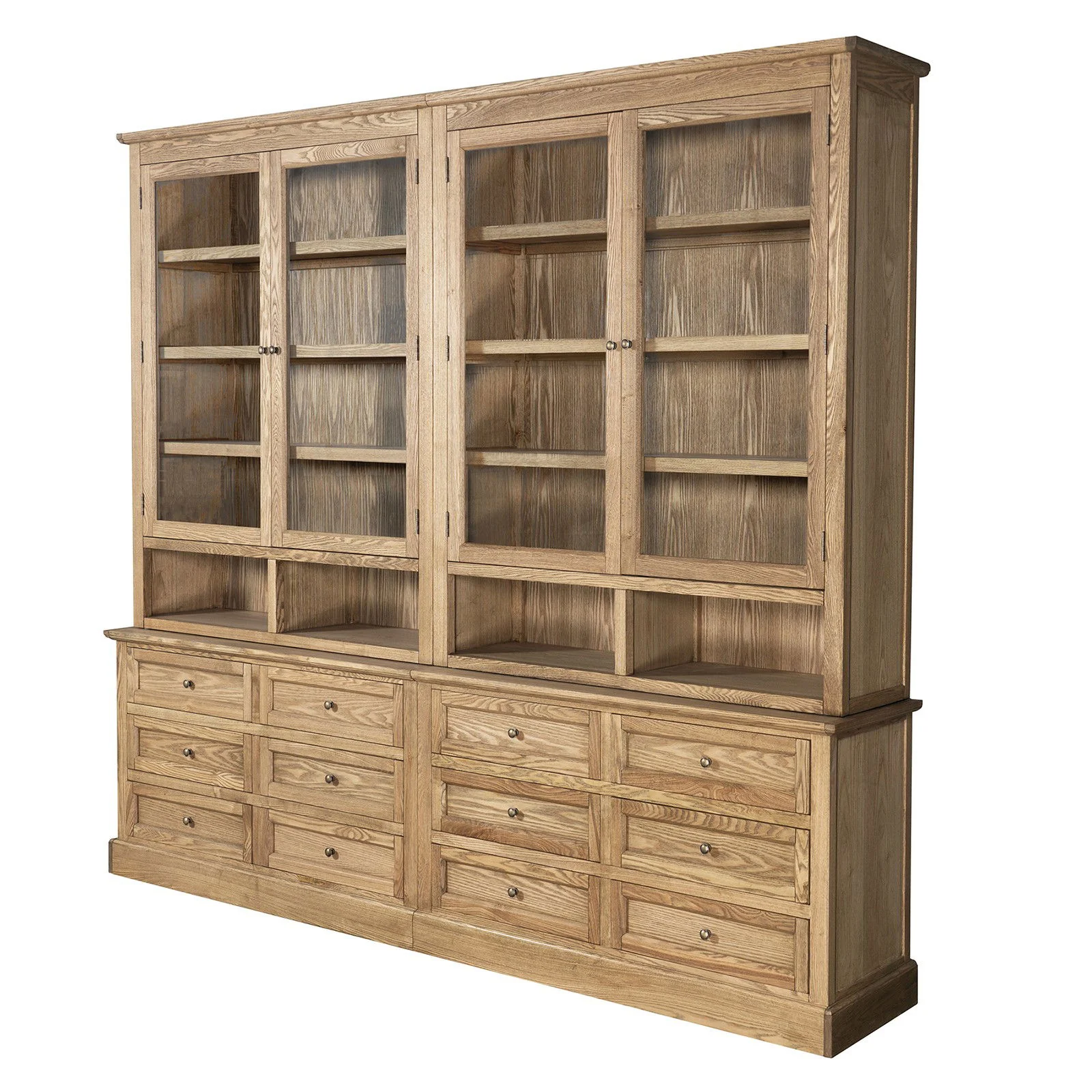 Hamptons Halifax 2 Glass Door 6 Drawer Kitchen Cabinet - Image 28