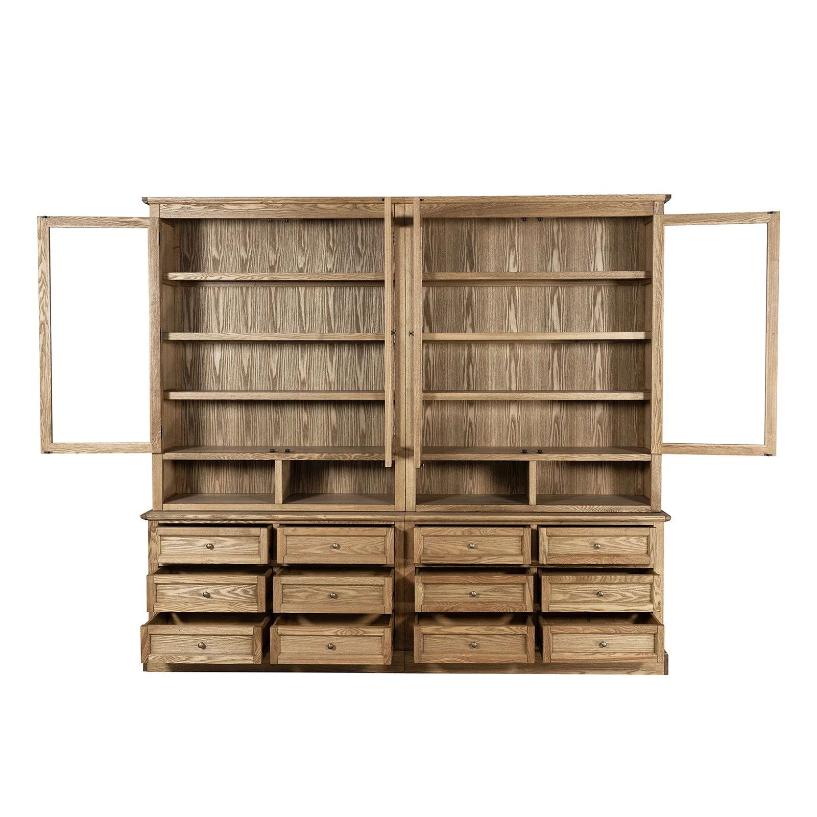 Hamptons Halifax 2 Glass Door 6 Drawer Kitchen Cabinet - Image 29