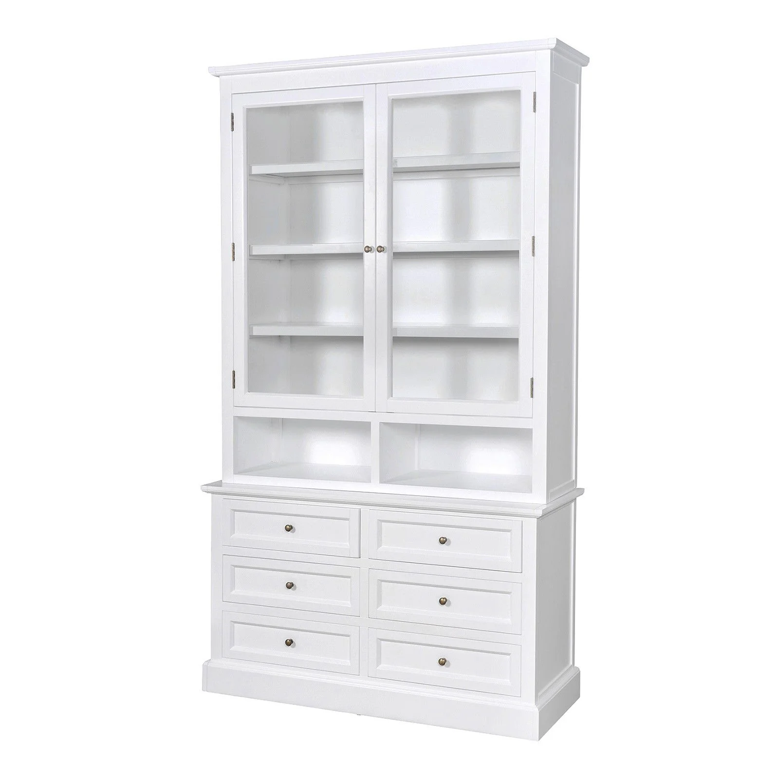 Hamptons Halifax 2 Glass Door 6 Drawer Kitchen Cabinet - Image 3