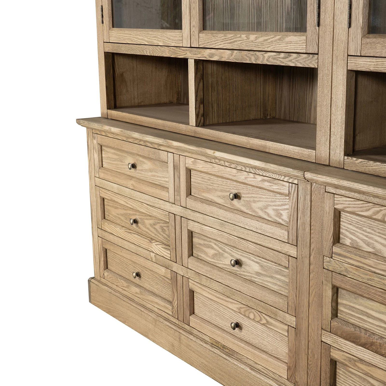 Hamptons Halifax 2 Glass Door 6 Drawer Kitchen Cabinet - Image 35