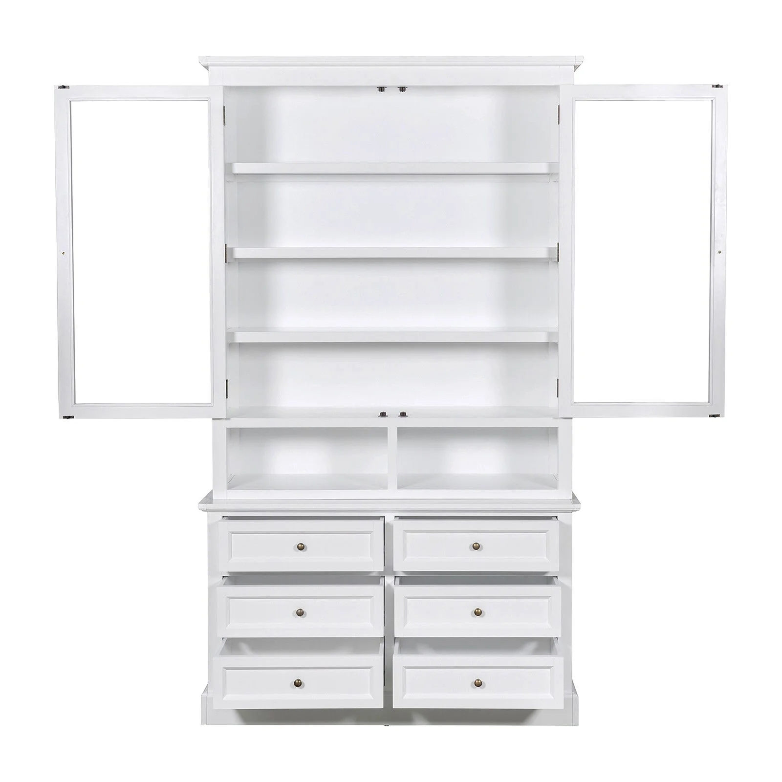 Hamptons Halifax 2 Glass Door 6 Drawer Kitchen Cabinet - Image 4