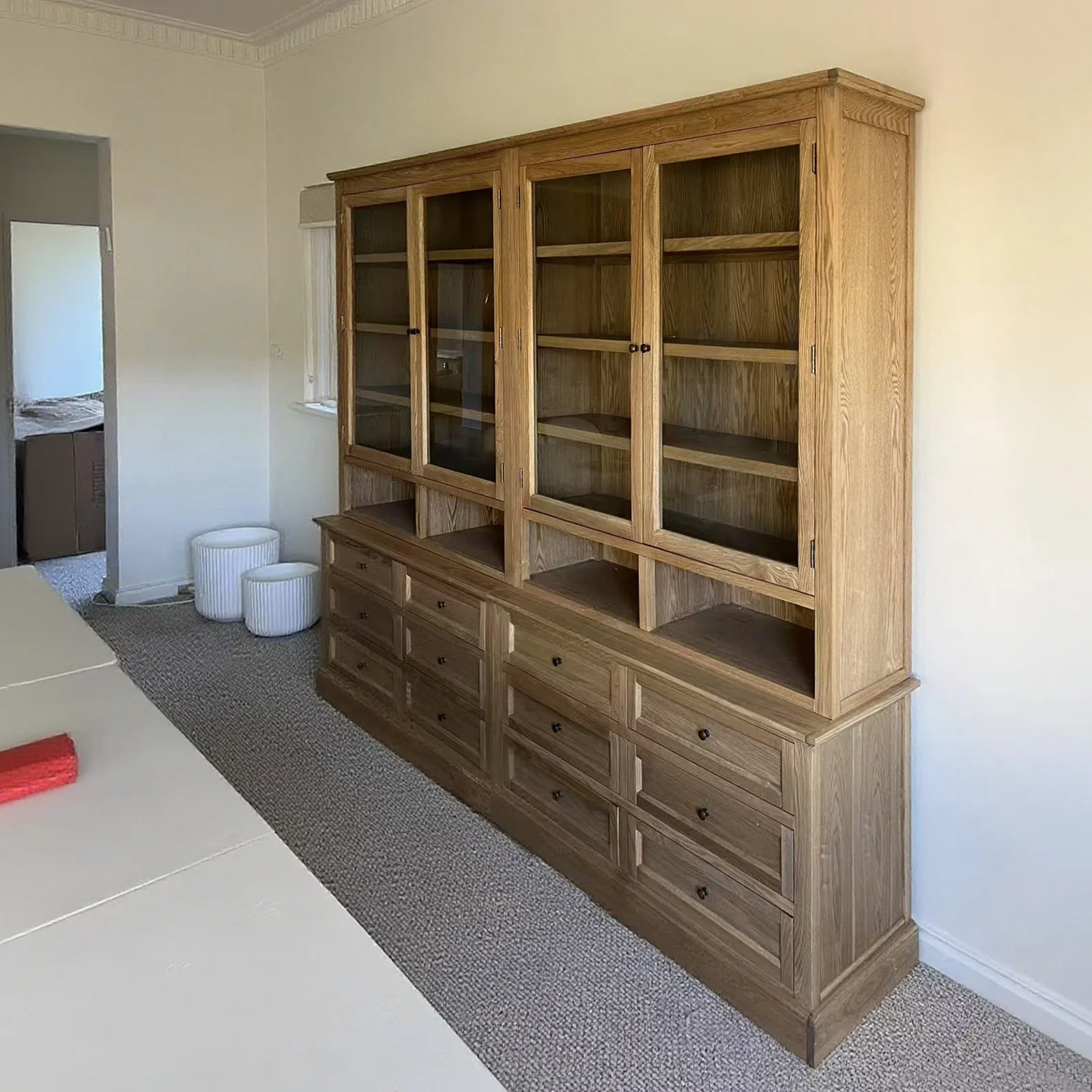 Hamptons Halifax 2 Glass Door 6 Drawer Kitchen Cabinet - Image 45
