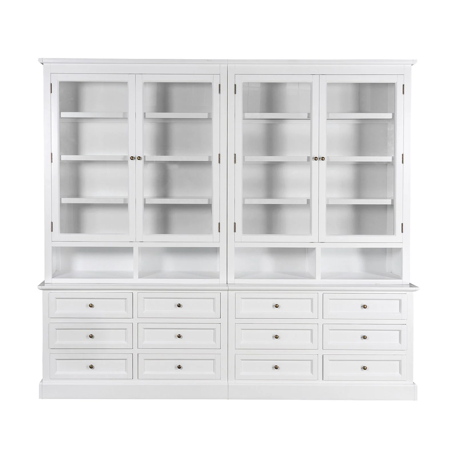Hamptons Halifax 2 Glass Door 6 Drawer Kitchen Cabinet - Image 5