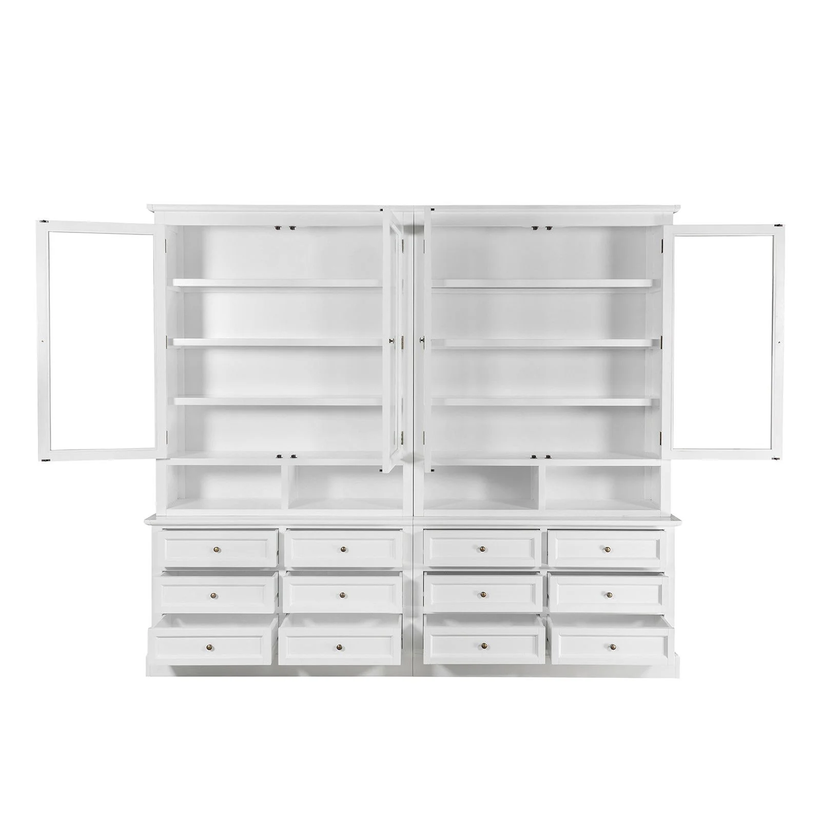 Hamptons Halifax 2 Glass Door 6 Drawer Kitchen Cabinet - Image 8