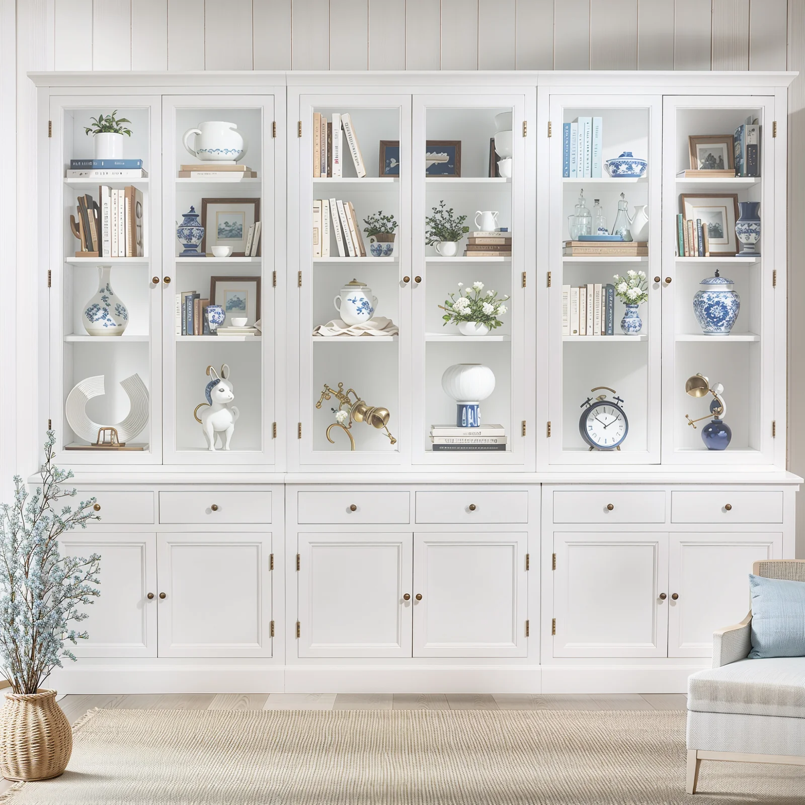 Hampton Halifax 2 Glass Door Hutch Display and Buffet Cabinet Bookcase Cupboard - Image 28