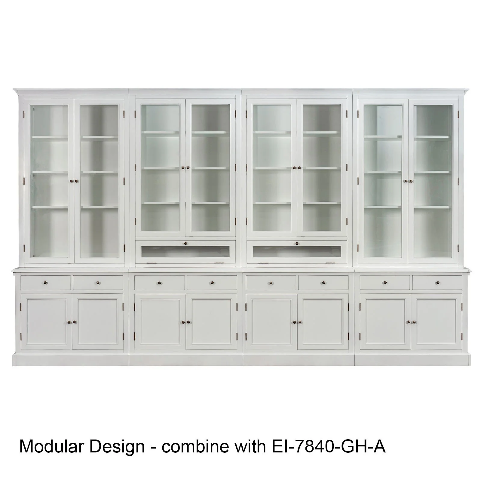 Hampton Halifax 2 Glass Door Hutch Display and Buffet Cabinet Bookcase Cupboard - Image 29