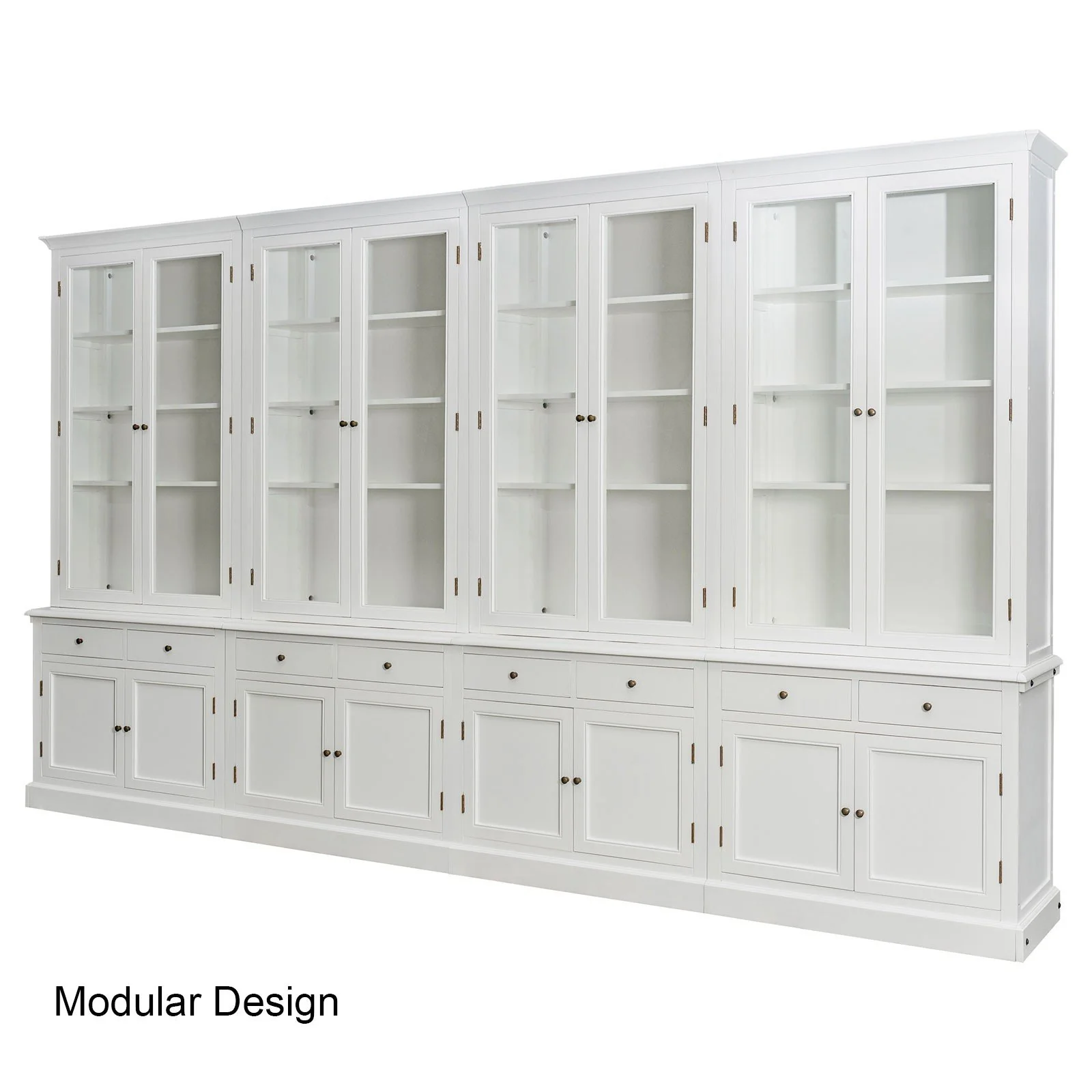 Hampton Halifax 2 Glass Door Hutch Display and Buffet Cabinet Bookcase Cupboard - Image 35