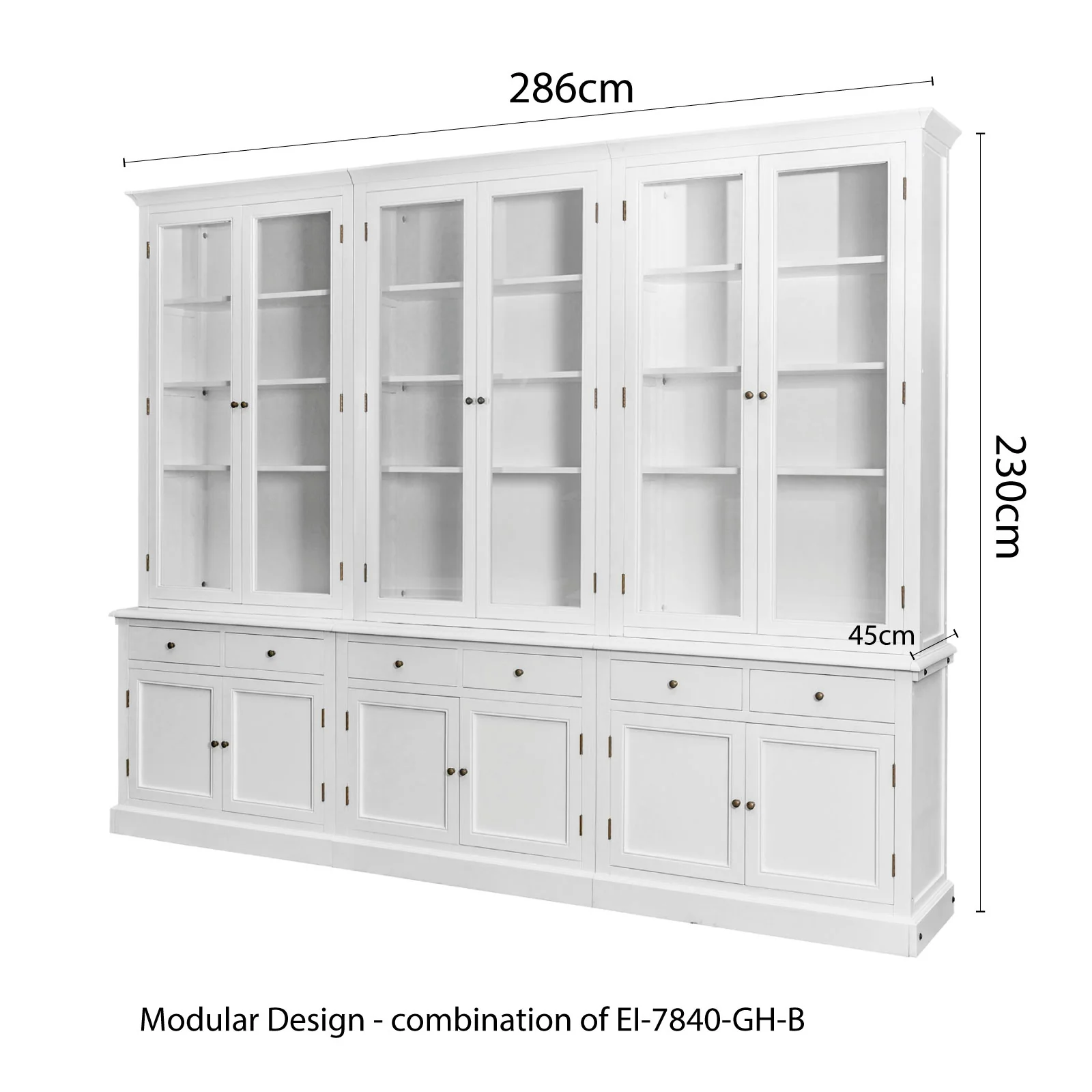 Hampton Halifax 2 Glass Door Hutch Display and Buffet Cabinet Bookcase Cupboard - Image 36