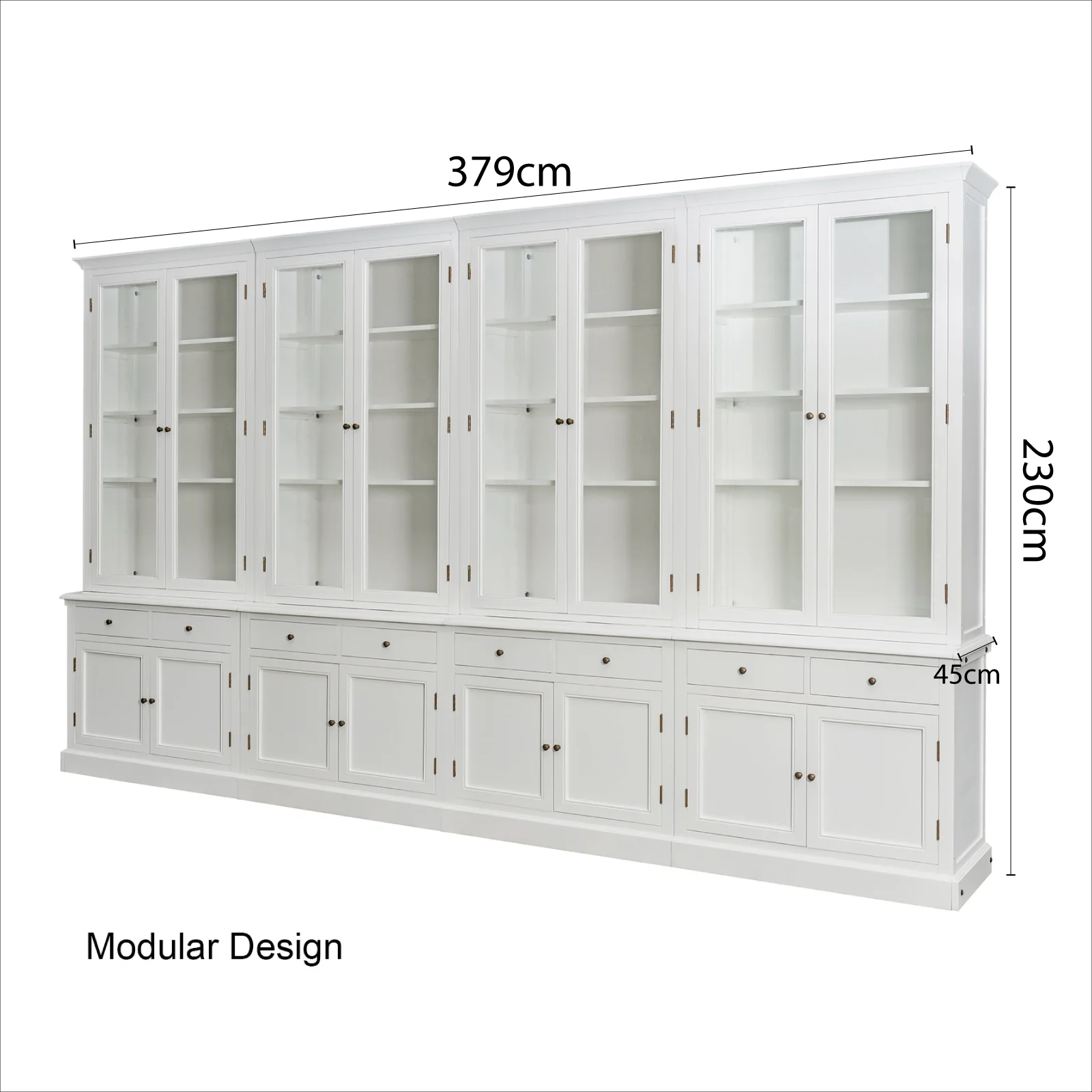 Hampton Halifax 2 Glass Door Hutch Display and Buffet Cabinet Bookcase Cupboard - Image 38