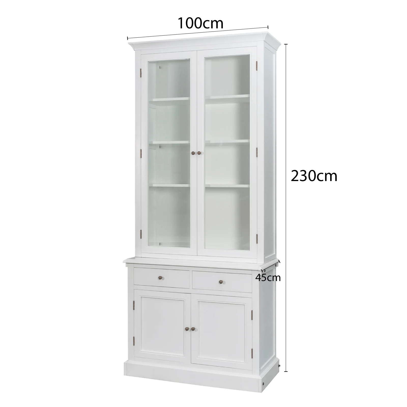 Hampton Halifax 2 Glass Door Hutch Display and Buffet Cabinet Bookcase Cupboard - Image 4
