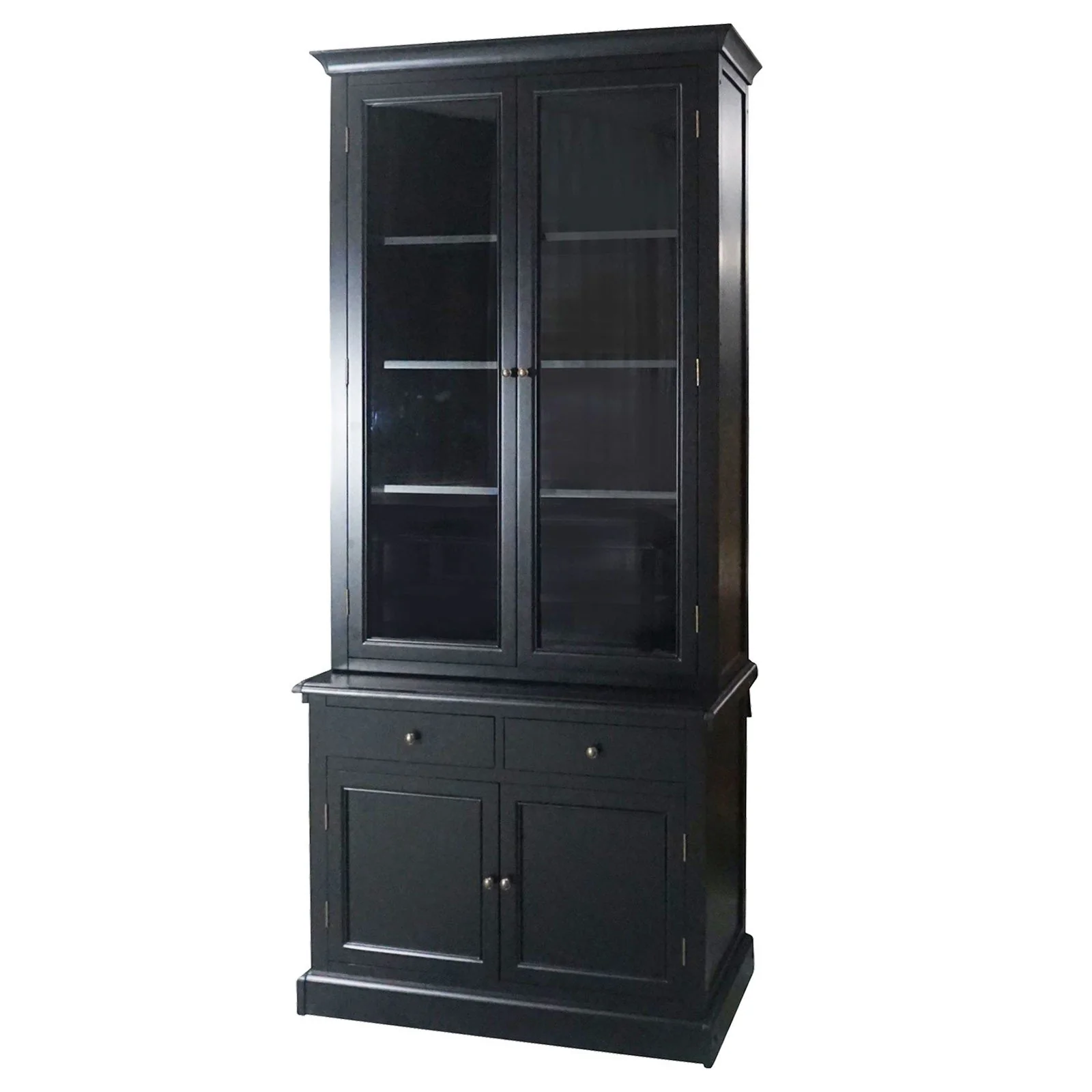 Hampton Halifax 2 Glass Door Hutch Display and Buffet Cabinet Bookcase Cupboard - Image 41