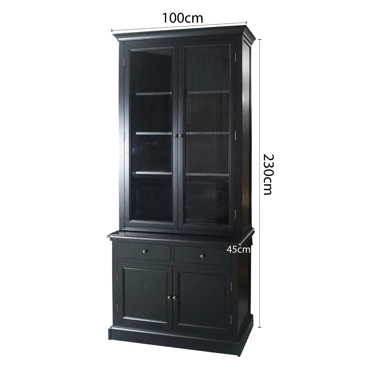 Hampton Halifax 2 Glass Door Hutch Display and Buffet Cabinet Bookcase Cupboard - Image 42