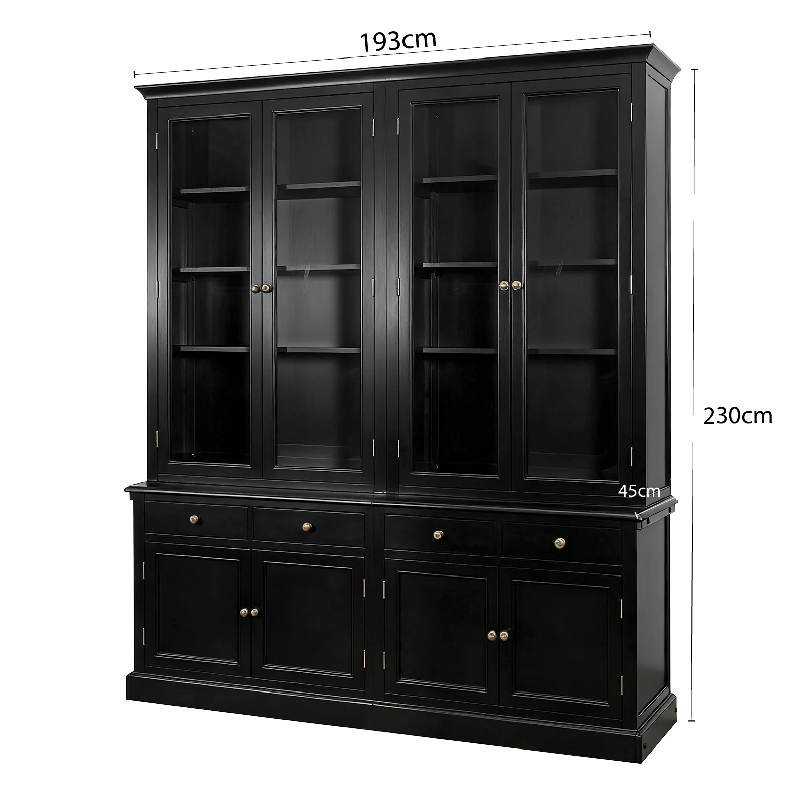 Hampton Halifax 2 Glass Door Hutch Display and Buffet Cabinet Bookcase Cupboard - Image 44